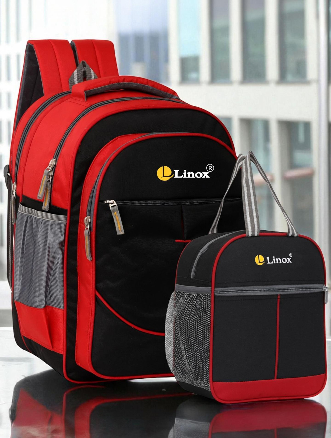 Image of LINOX Combo High Quality Waterproof School & Lunch Bag Pre School Nursery to 3rd 35 L Backpack