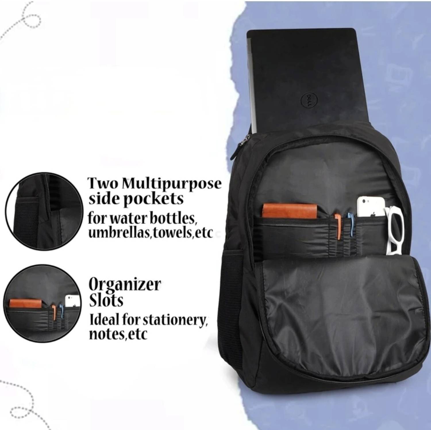 Back Bencher Stylish Terror 30L Black Backpack - Image 3