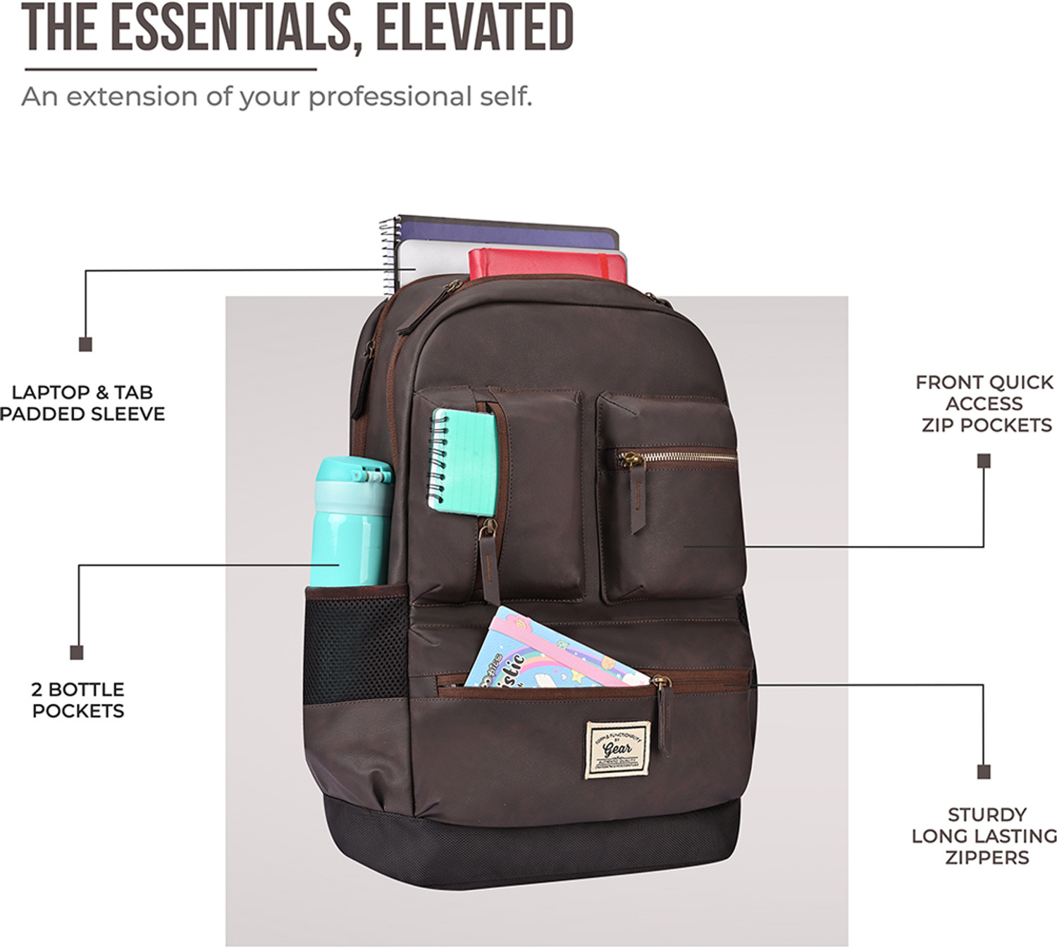 Image of Gear VINTAGE BOXY LEATHER LAPTOP BACKPACK 26 L Laptop Backpack