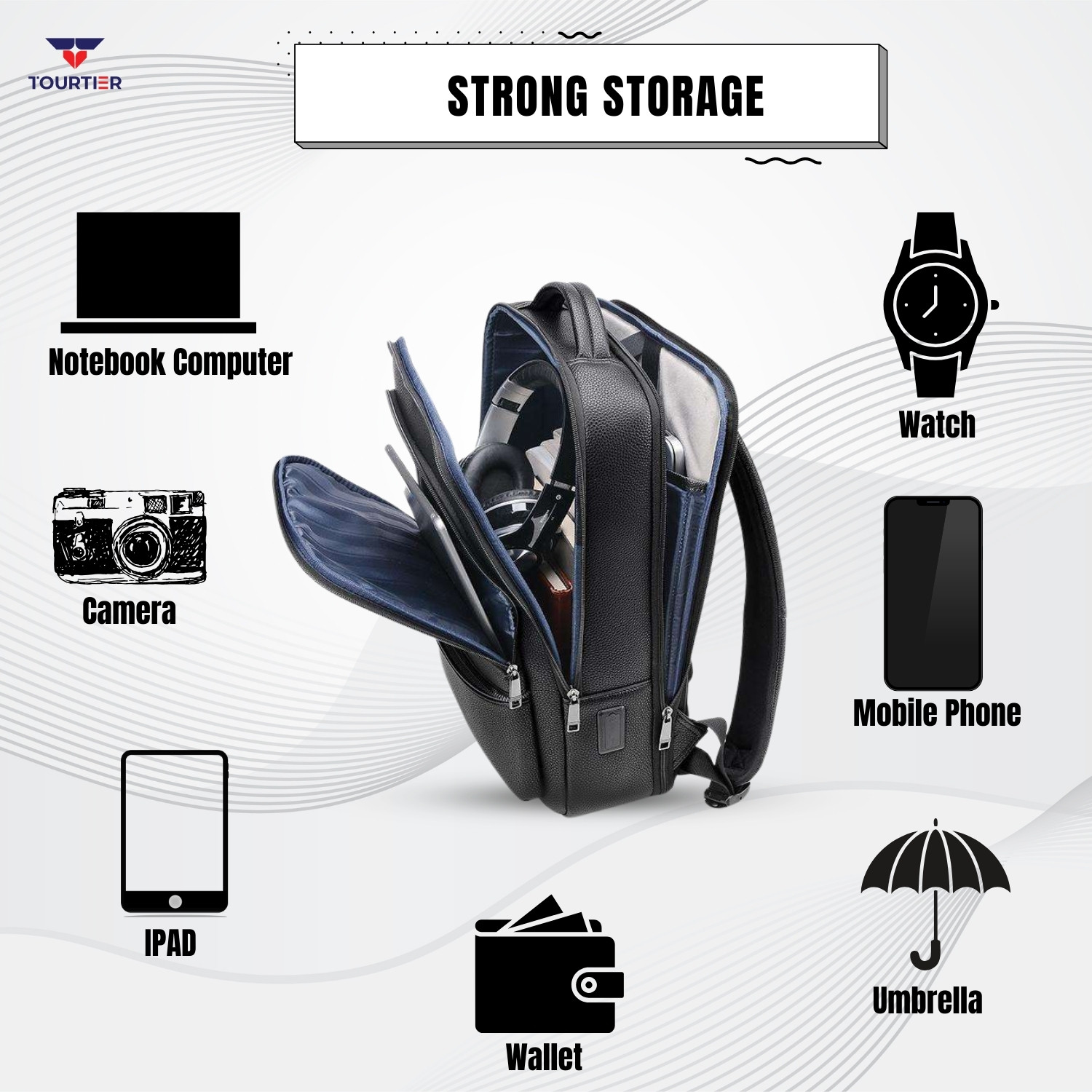 Image of TOURTIER Expandable with Shoe Compartment, Trolley Strap Bag for Office, College, Travel 25 L Laptop Backpack