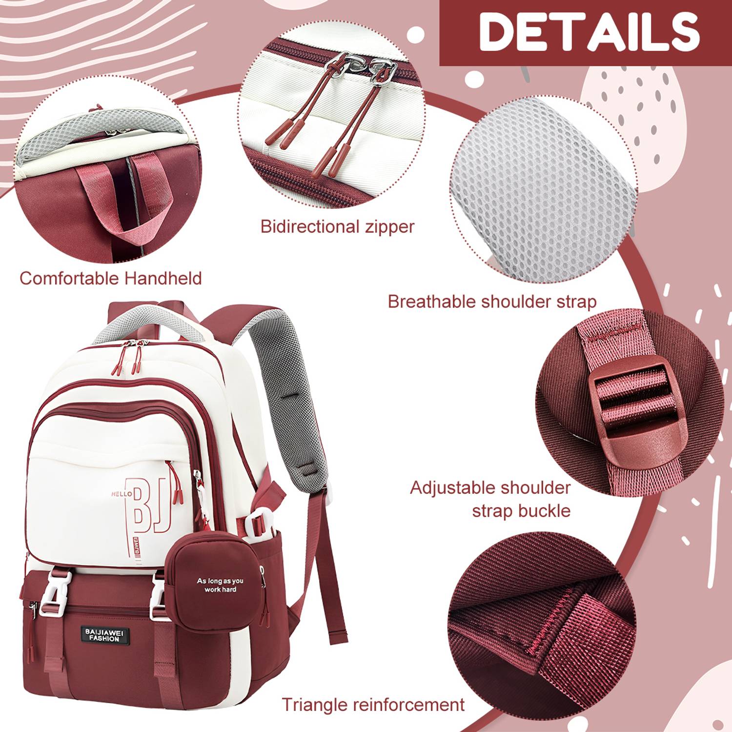 SERPLEX Girls Red Nylon Backpack 2.7L - Image 3