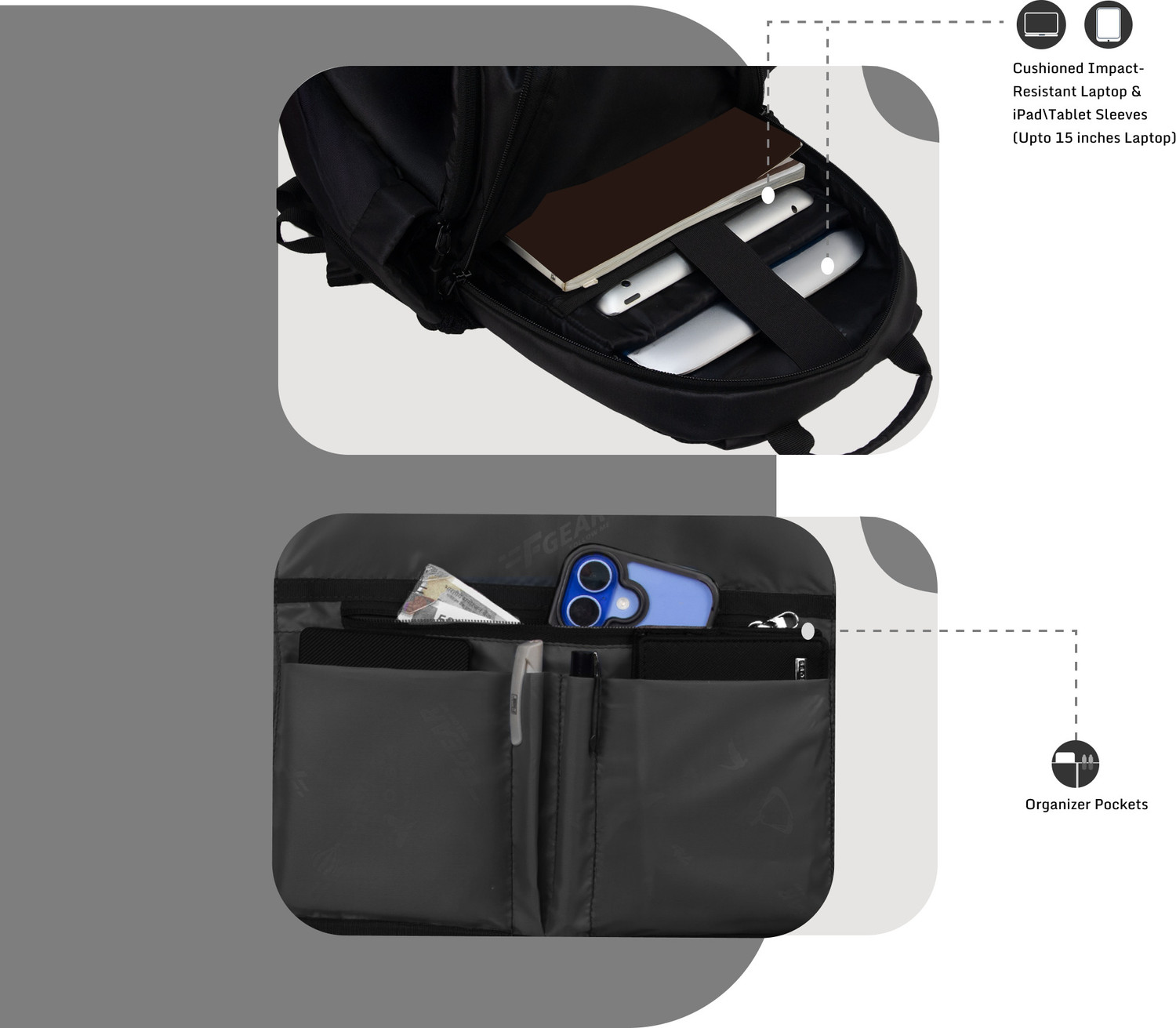 Image of F Gear Balanzo Black With USB 16 L Laptop Backpack