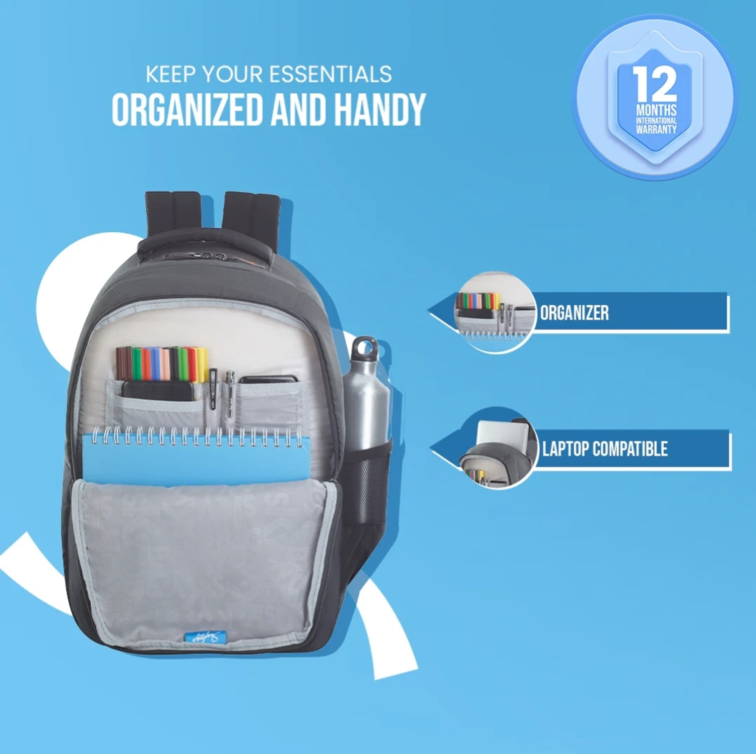 Image of SKYBAGS BPLEO3GRY 30 L Trolley Backpack