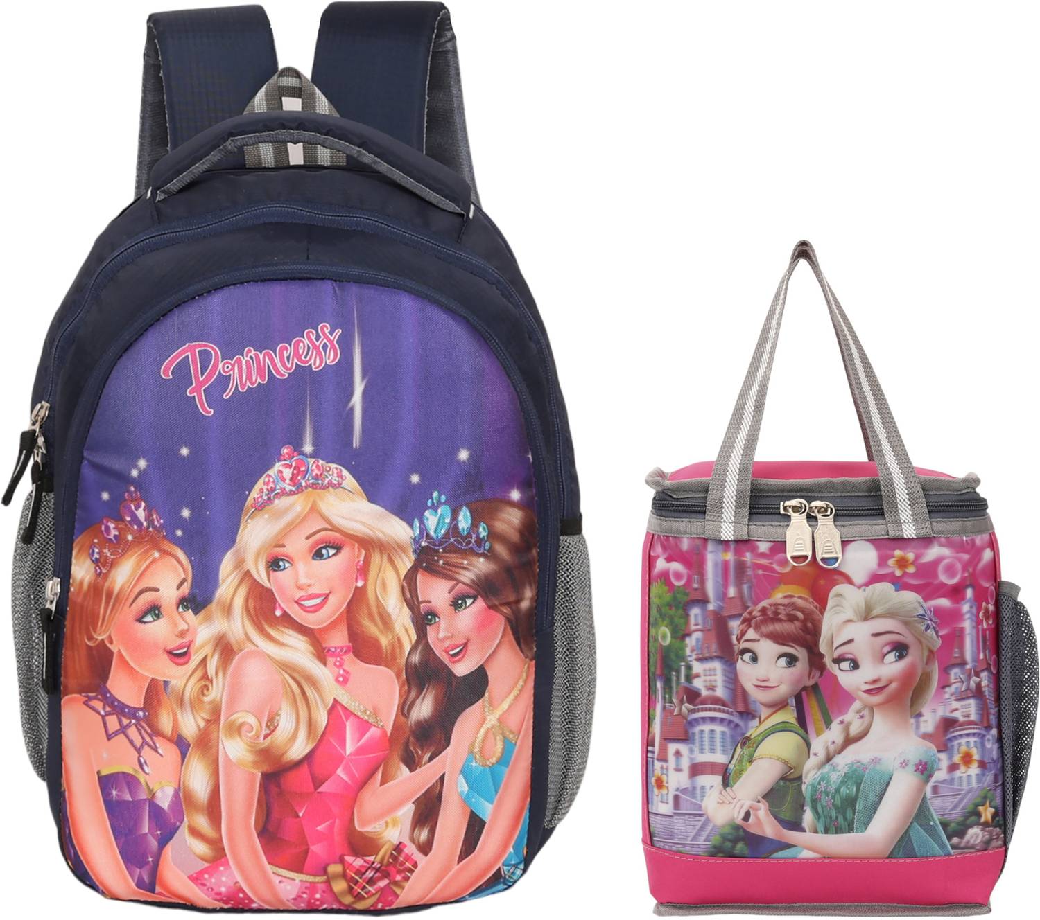 Globalstar Combo pack of 2 Princess School bag 1+ Lunchbag 1 Nursery kidsbag 1st to 5thstd 30 L Backpack