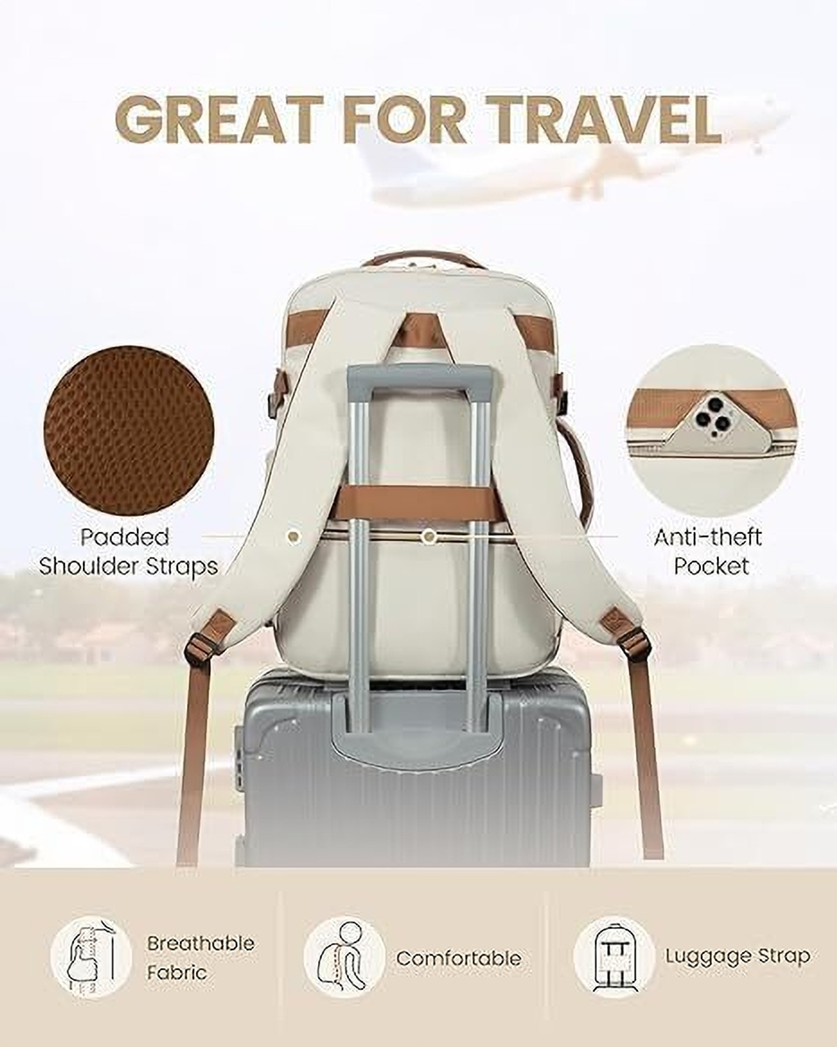 Image of Opnex Travel Backpack with Packing Cubes Set Large Capacity Waterproof 40 L Backpack