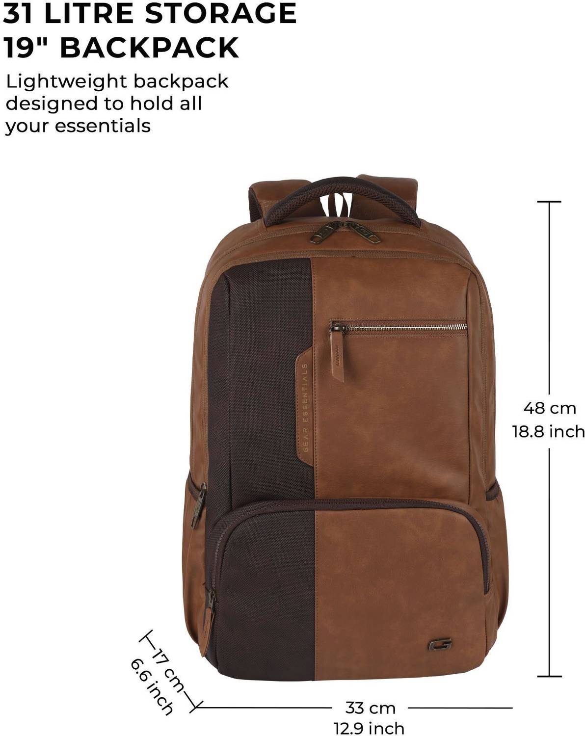 Gear Vintage 2 Anti Theft Faux Leather 31L Laptop Backpack - Image 3