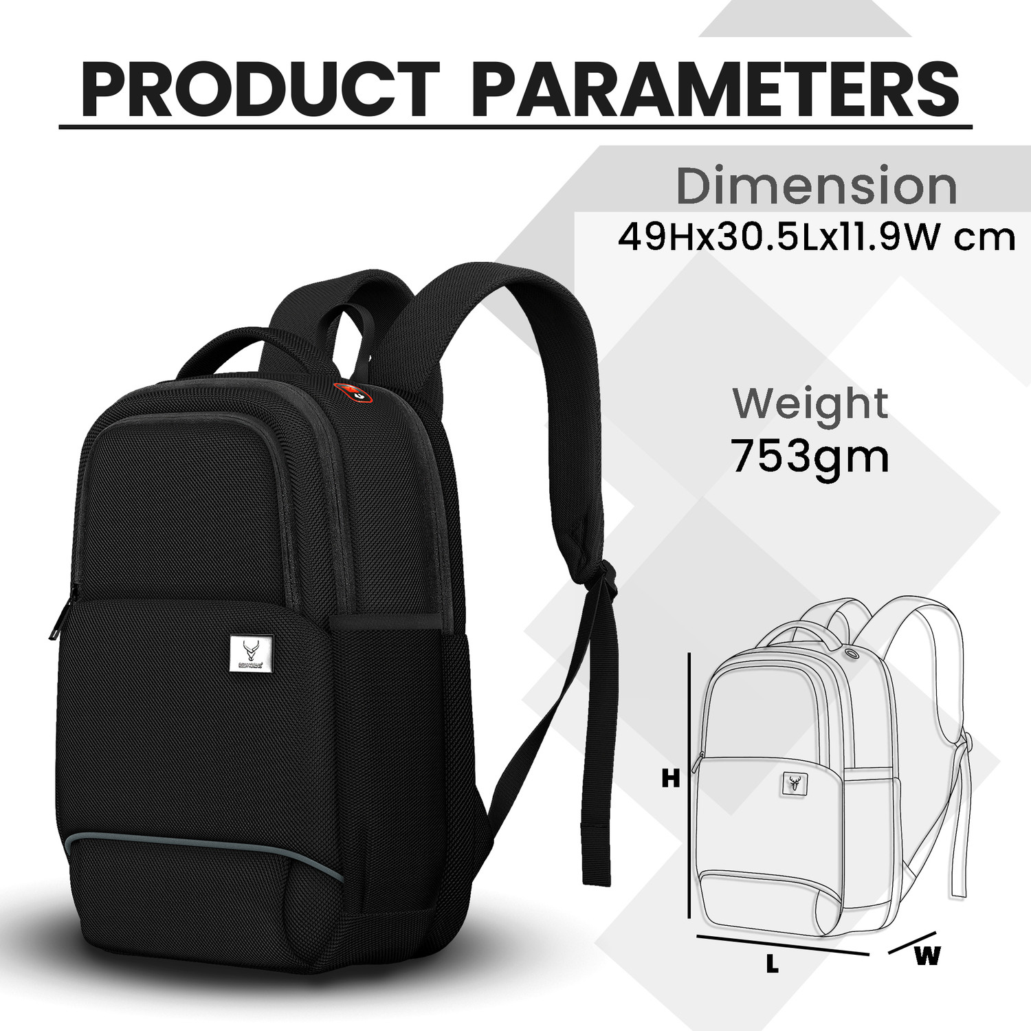 Image of REDHORNS Oxford Fabric Anti Theft Water Resistant 15.6 Inch Laptop Backpack for Unisex 25 L Laptop Backpack