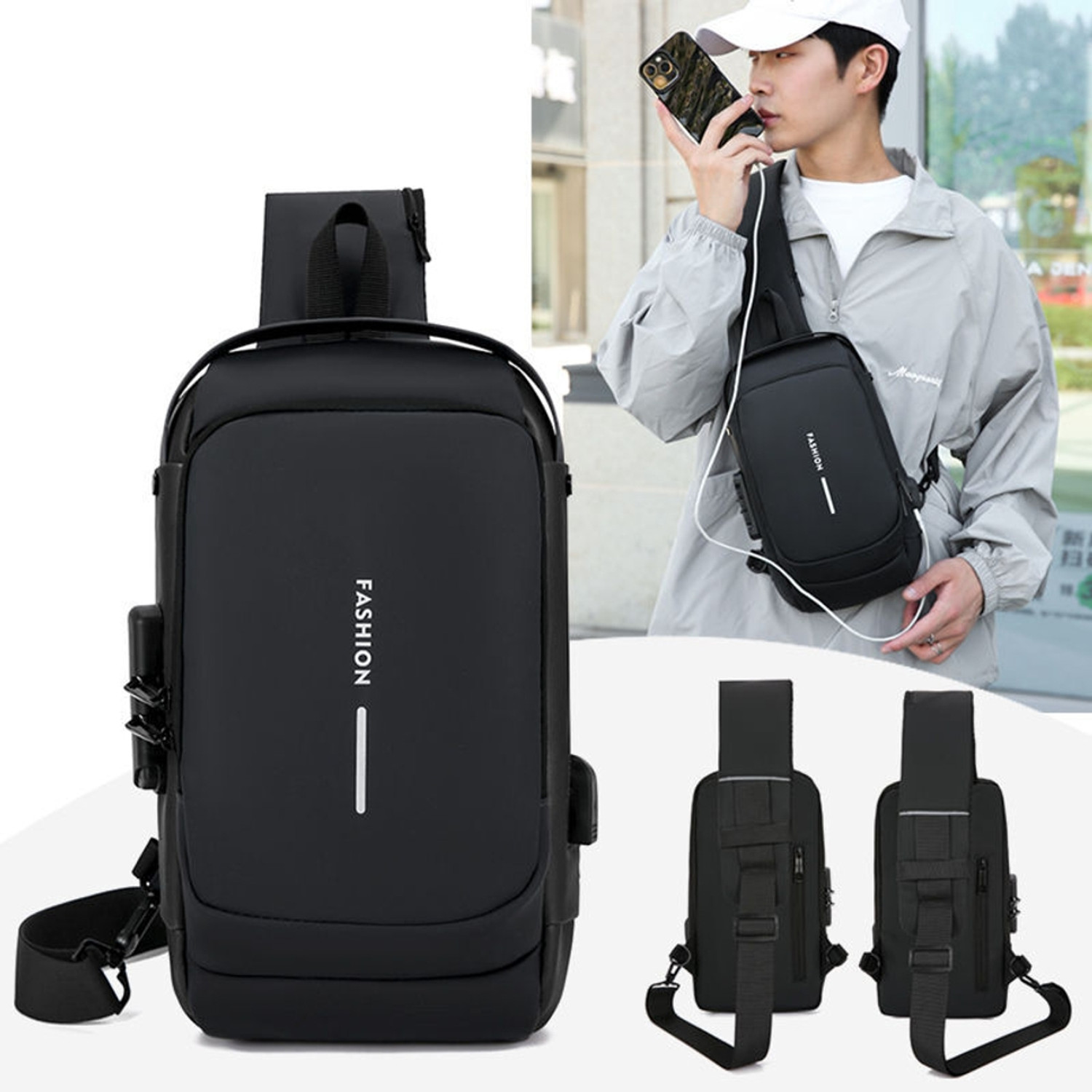 Image of LIFE INDIA 2025 Fashion Waterproof USB Men CrossBody Sling Bag Anti Theft Chest Shoulder 15 L Laptop Backpack