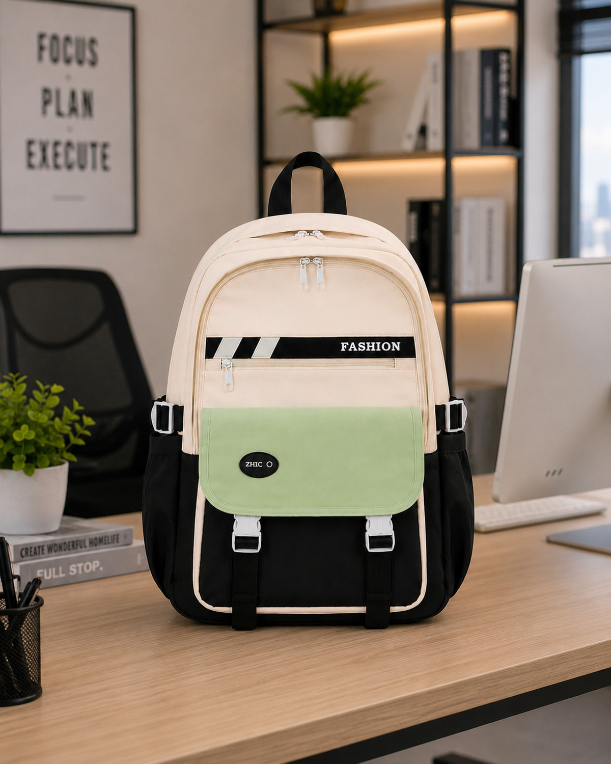 Image of arisen Unisex Panda Style Korean Backpack Waterproof College & Travel Backpack 40 L Trolley Backpack