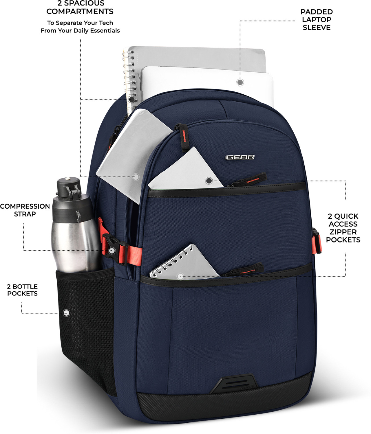 Image of Gear SWIFT LAPTOP BACKPACK WITH RAINCOVER 19 34 L Laptop Backpack