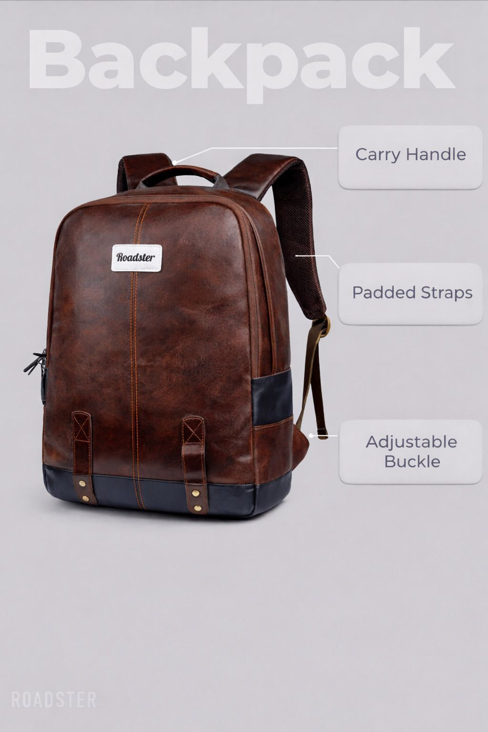 Image of Roadster Rider Large Laptop Backpack 40L premium Backpack CLASSIC ANTI THEFT FAUX LEATHER 40 L Laptop Backpack