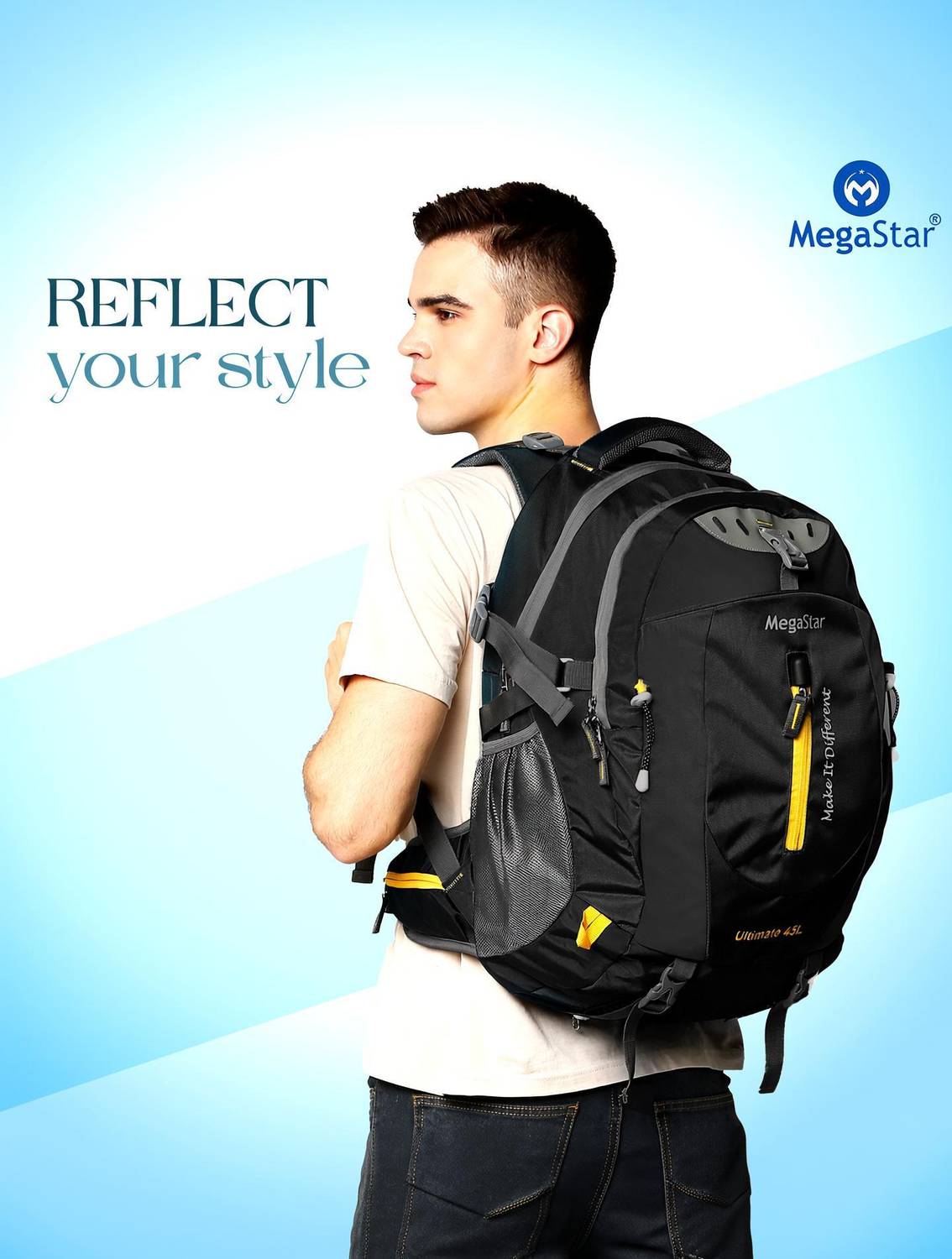 MegaStar Ultimate Premium Waterproof Bag For Travelling Trekking Rucksack Hiking Camping 45 L Laptop Backpack