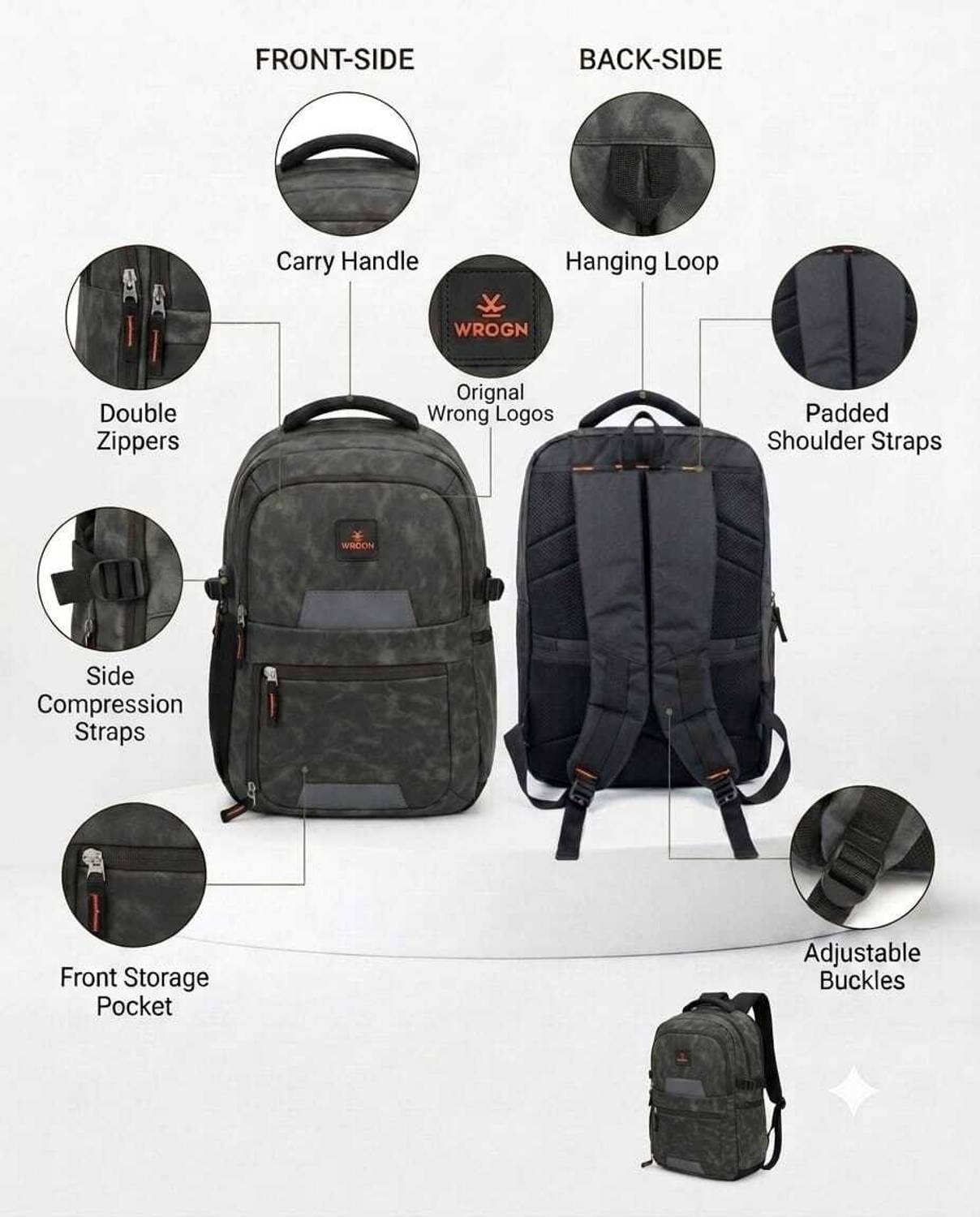 WROGN Frontier 40L Backpack with Rain Cover - Image 5
