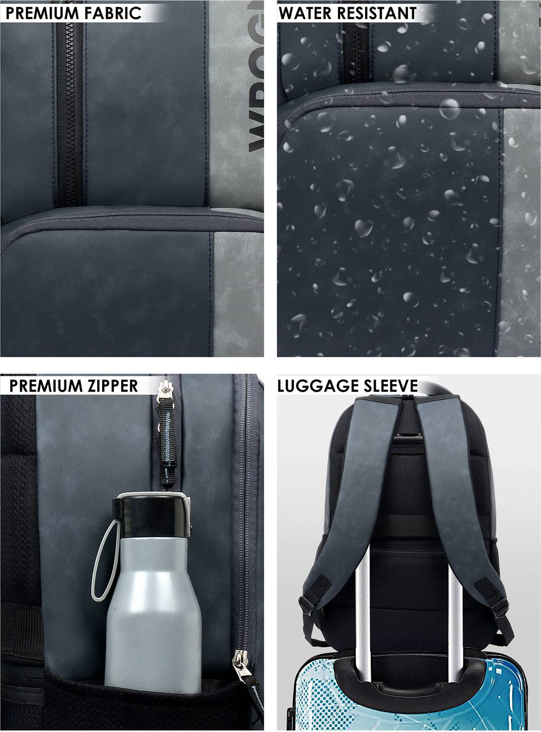 WROGN 35L Vintage Faux Leather Laptop Backpack - Image 3