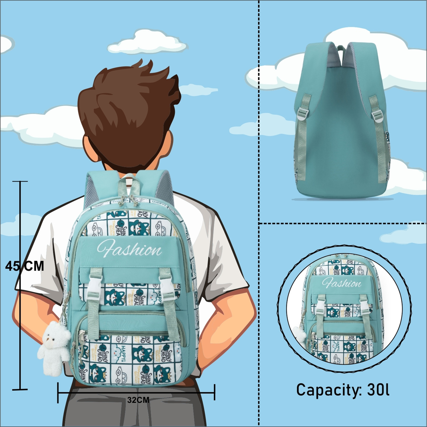 Image of Tinytot Japanese Style Korean Unisex School College Casual Laptop Backpack Bag 30 L Backpack