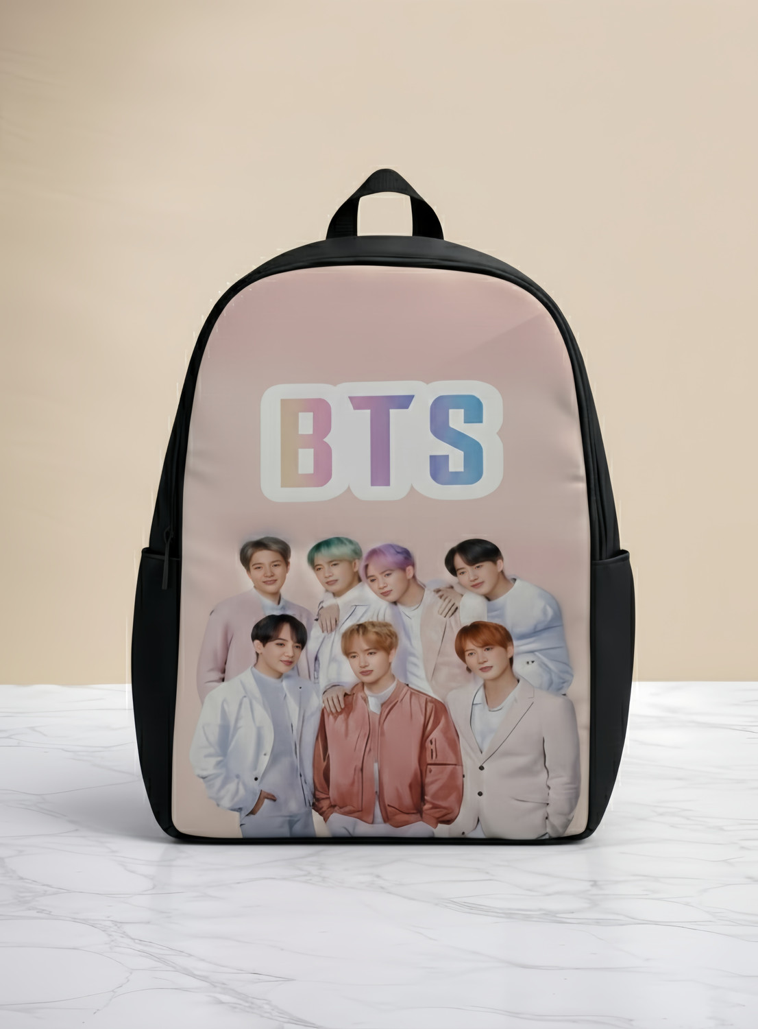 Image of Fashionlife Stylish BTS Printed School College Backpack for Girls & Boys Pink & Black Base 21 L Backpack