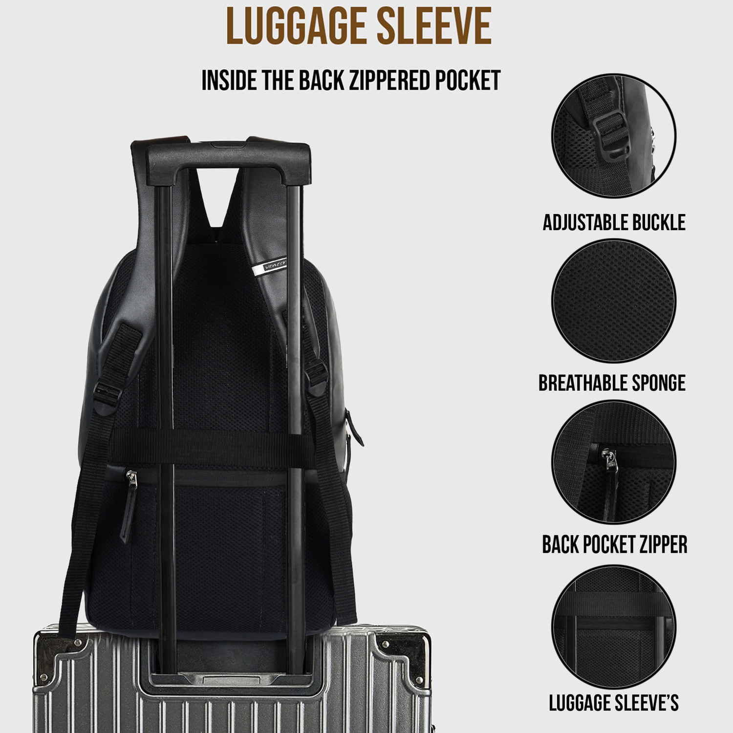 Image of Veneer Casual Professional Laptop Backpack with 15.6 inch Padded Compartment & Sleek Design 35 L Trolley Laptop Backpack