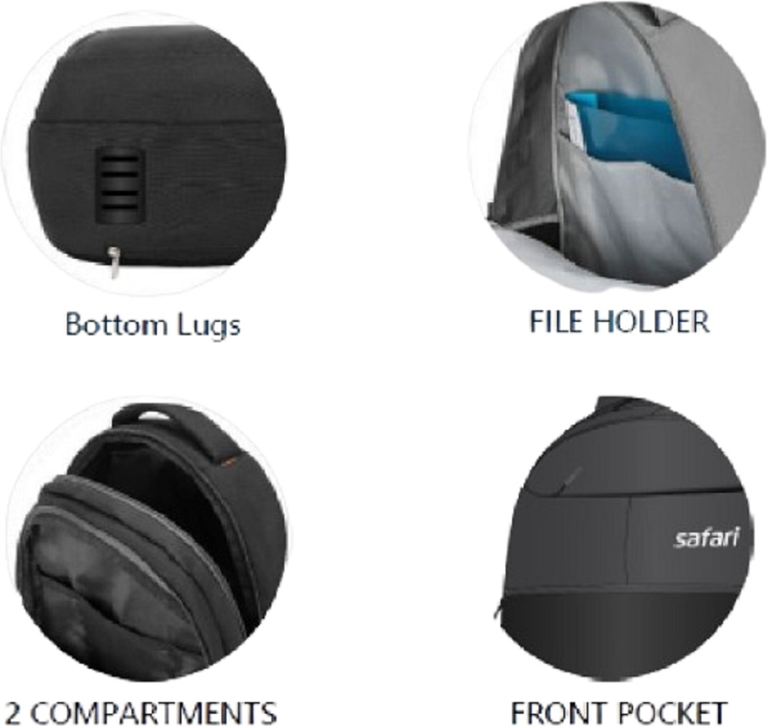 Image of SAFARI DUCE FILE HOLDER 2 COMPARTMENTS FRONT POCKET BLACK 35 L Backpack