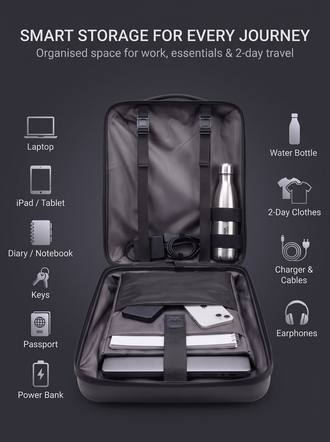 Image of WROGN Medium 26 L Laptop Backpack Hybrid- Perfect Bend of Hard and Soft Material (Silver)