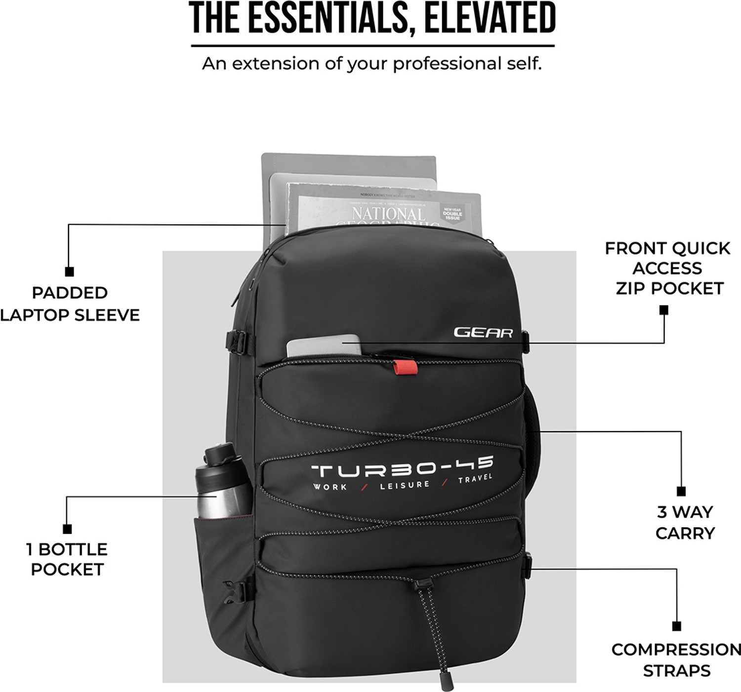 Image of Gear TURBO 45 TRAVEL LAPTOP BACKPACK 45 L Laptop Backpack