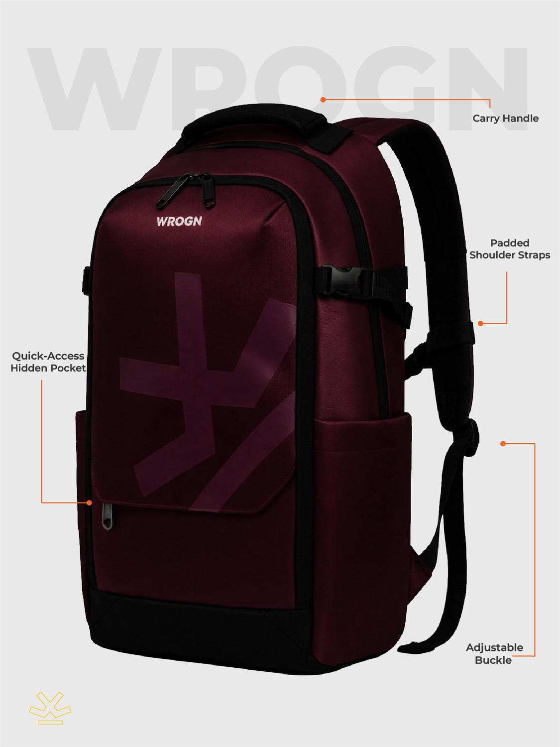 Image of WROGN Stealth Pro Unisex Laptop Backpack with Anti Theft Pocket & Rain Cover 40 L Laptop Backpack