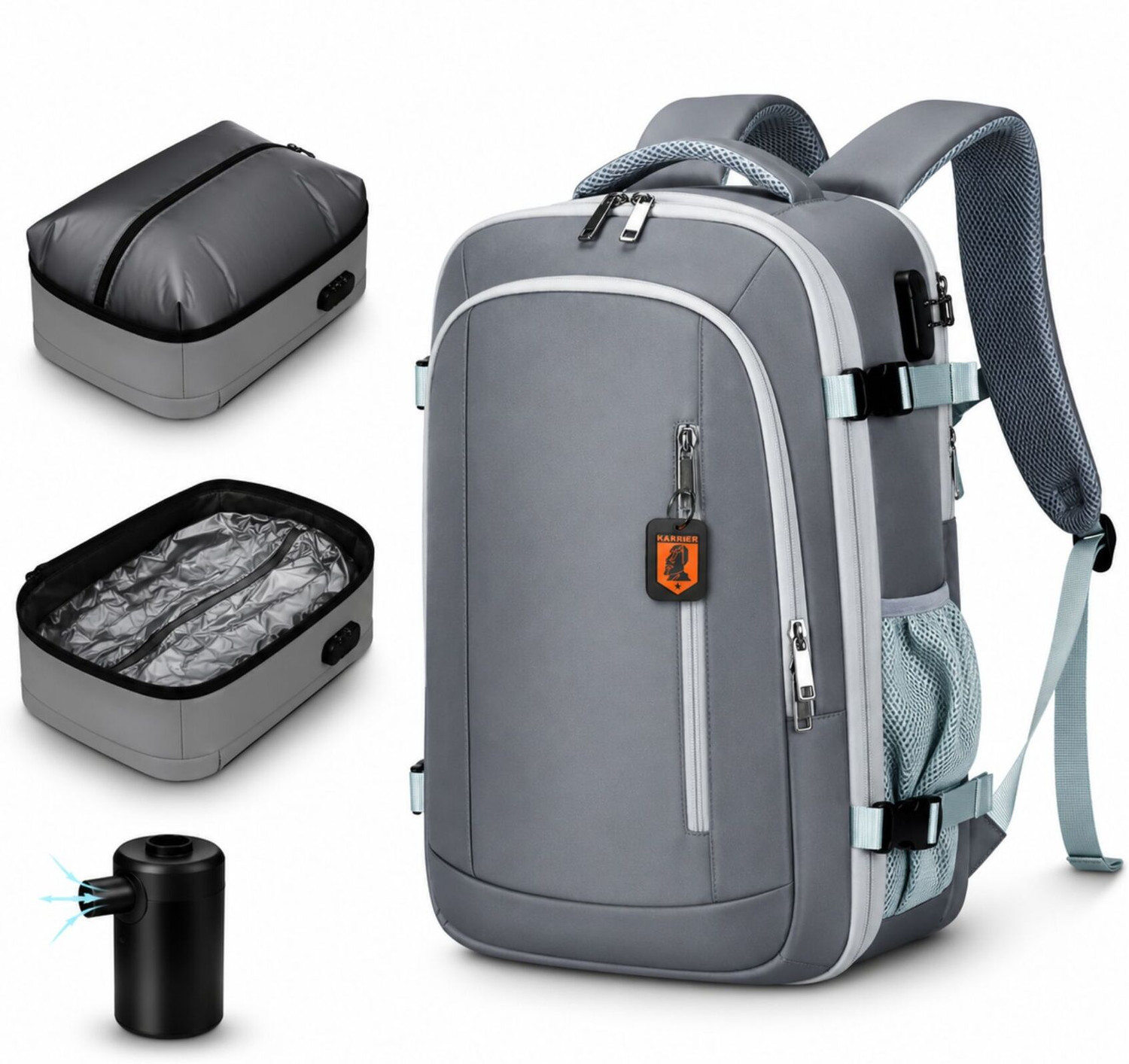 Image of KARRIER 3-in-1 Vacuum Compression Backpack: Travel Organizer with Laptop Compartment 60 L Backpack