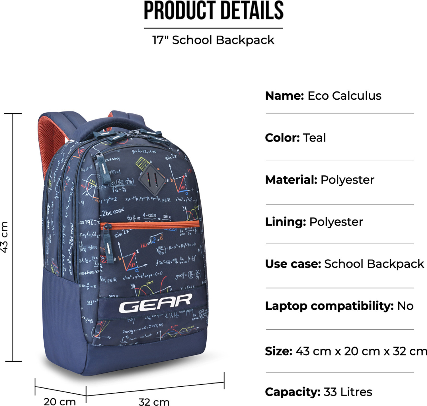 Image of Gear ECO CALCULUS BACKPACK 17 33 L Backpack