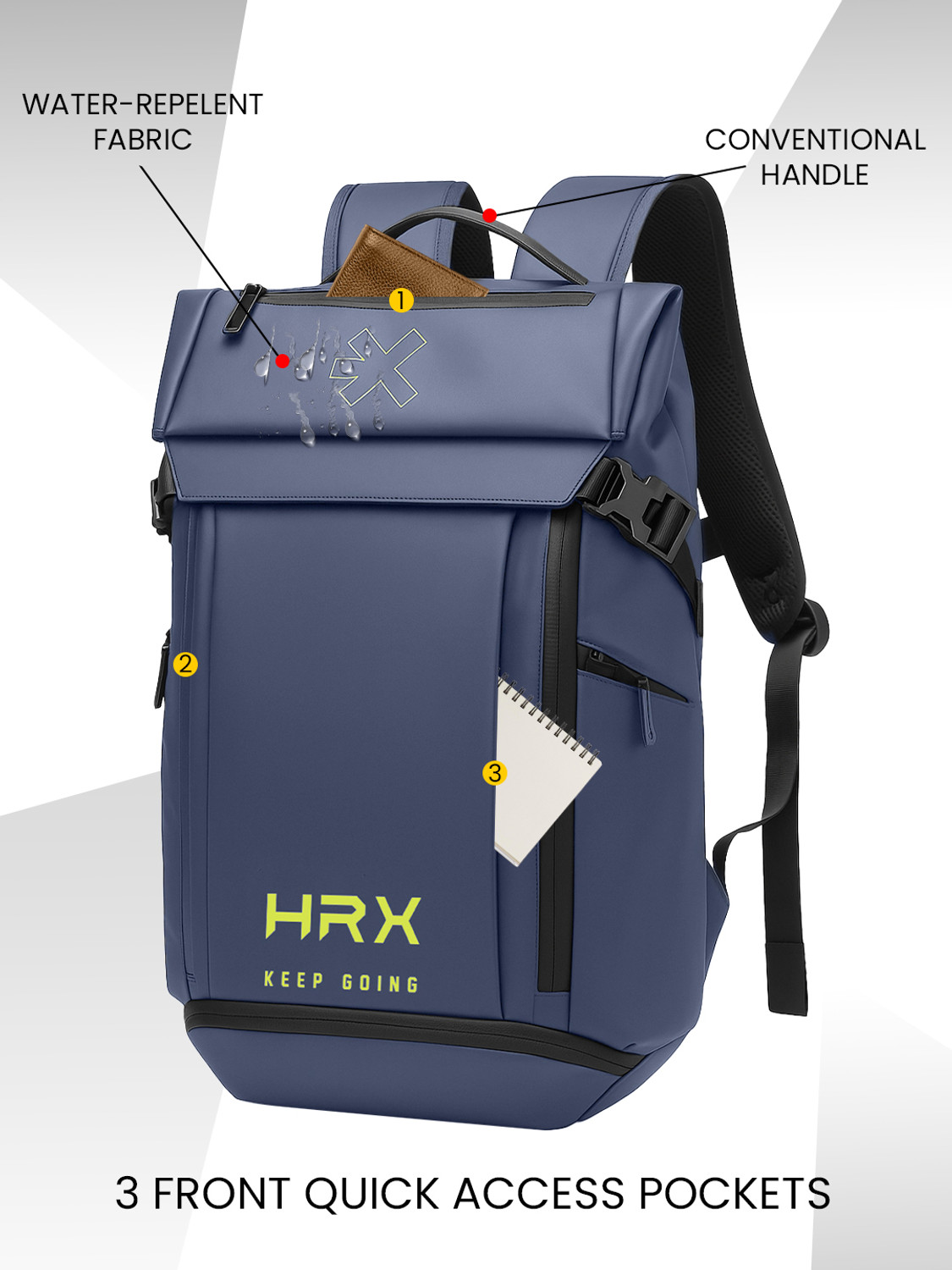 Image of HRX by Hrithik Roshan Keep Going Unisex Bag with both Shoe and 180 Volt Pocket 40 L Laptop Backpack