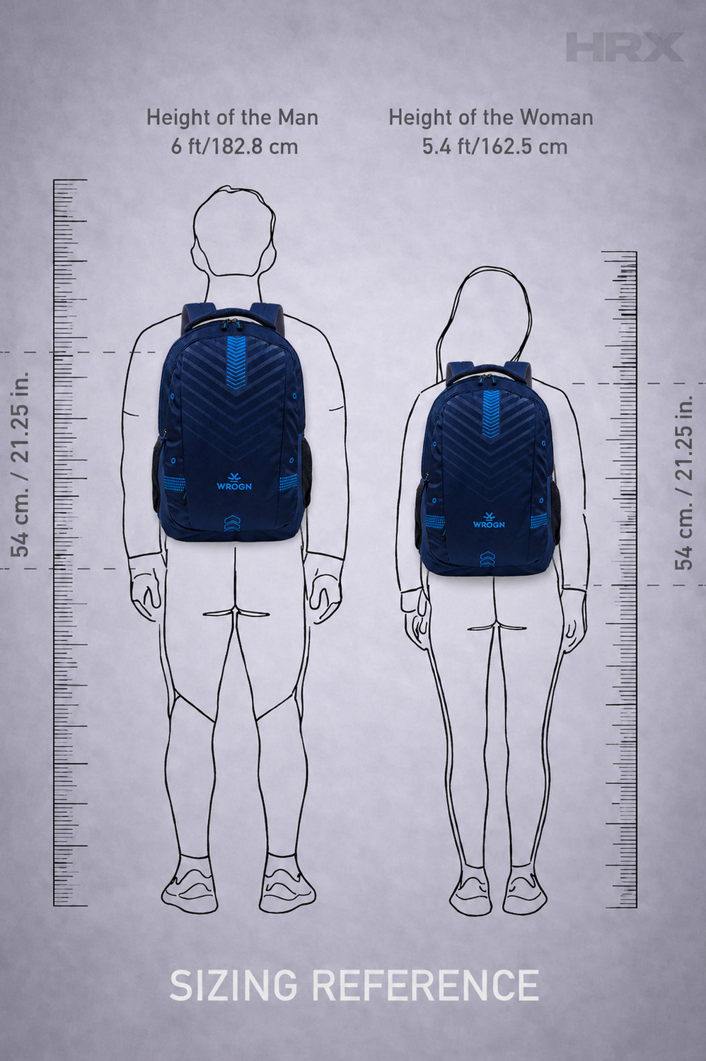 Image of WROGN Large 45 L Laptop Backpack Unisex Zipster with USB Port, Rain Cover (Blue) 45 L Laptop Backpack