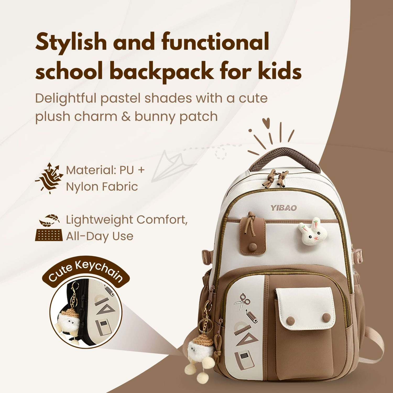 Image of Aximoz Two-tone backpack With Attached Key Chain with matching branding 30 L Backpack