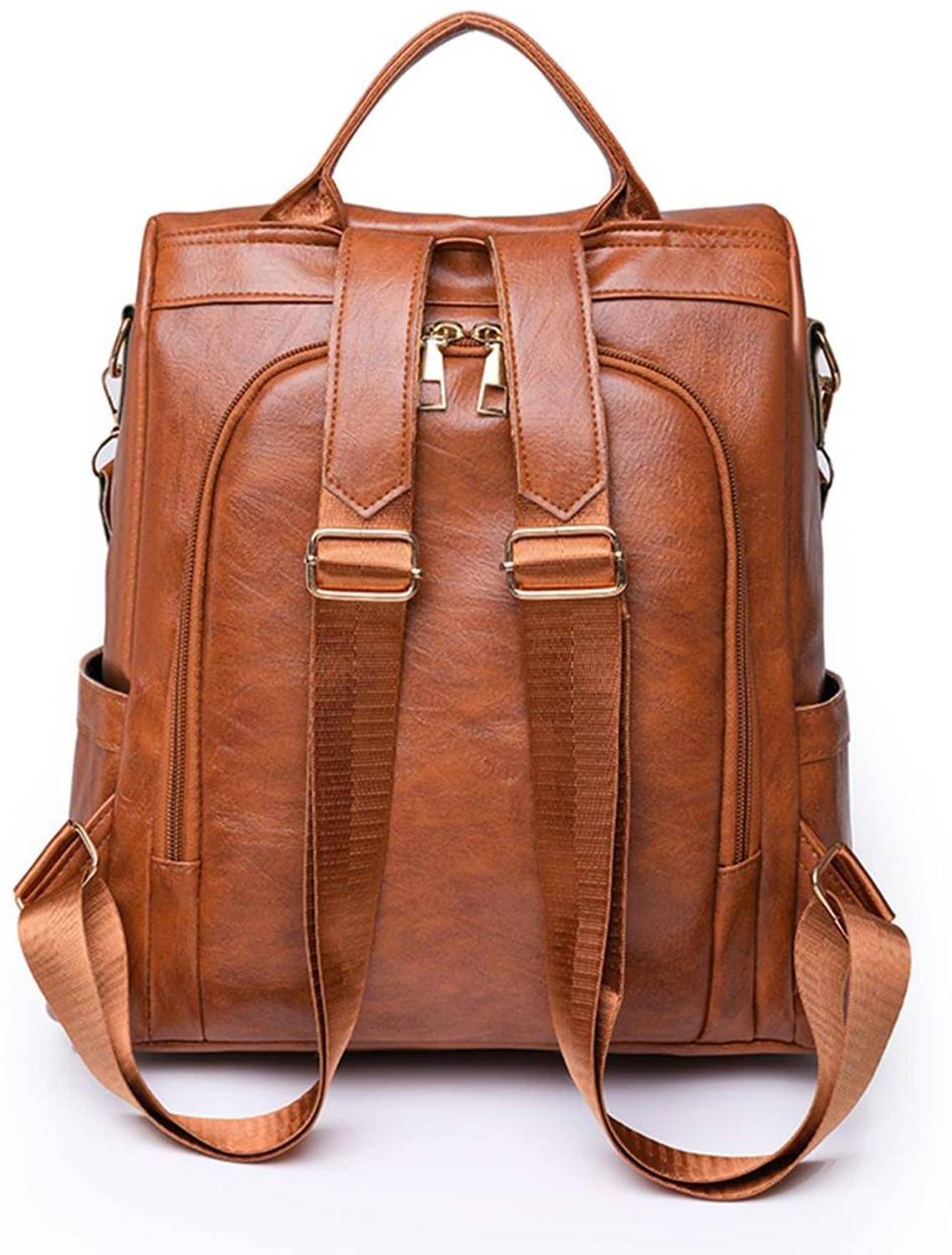 M RUFOUS Ladies Tan Vegan Leather Backpack 20L - Image 2