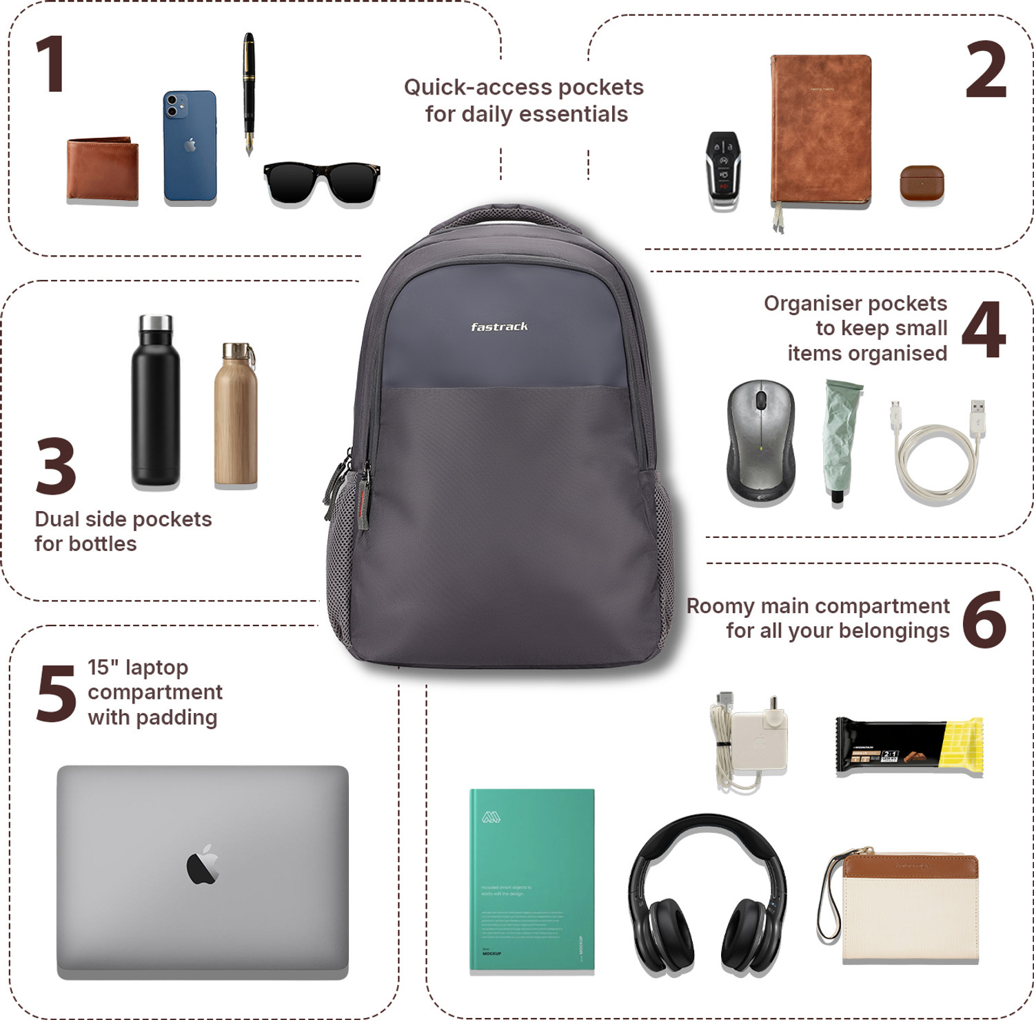 Image of Fastrack Unisex Carrypack Laptop Backpack with 15 inchLaptopSleeve 21 L Laptop Backpack