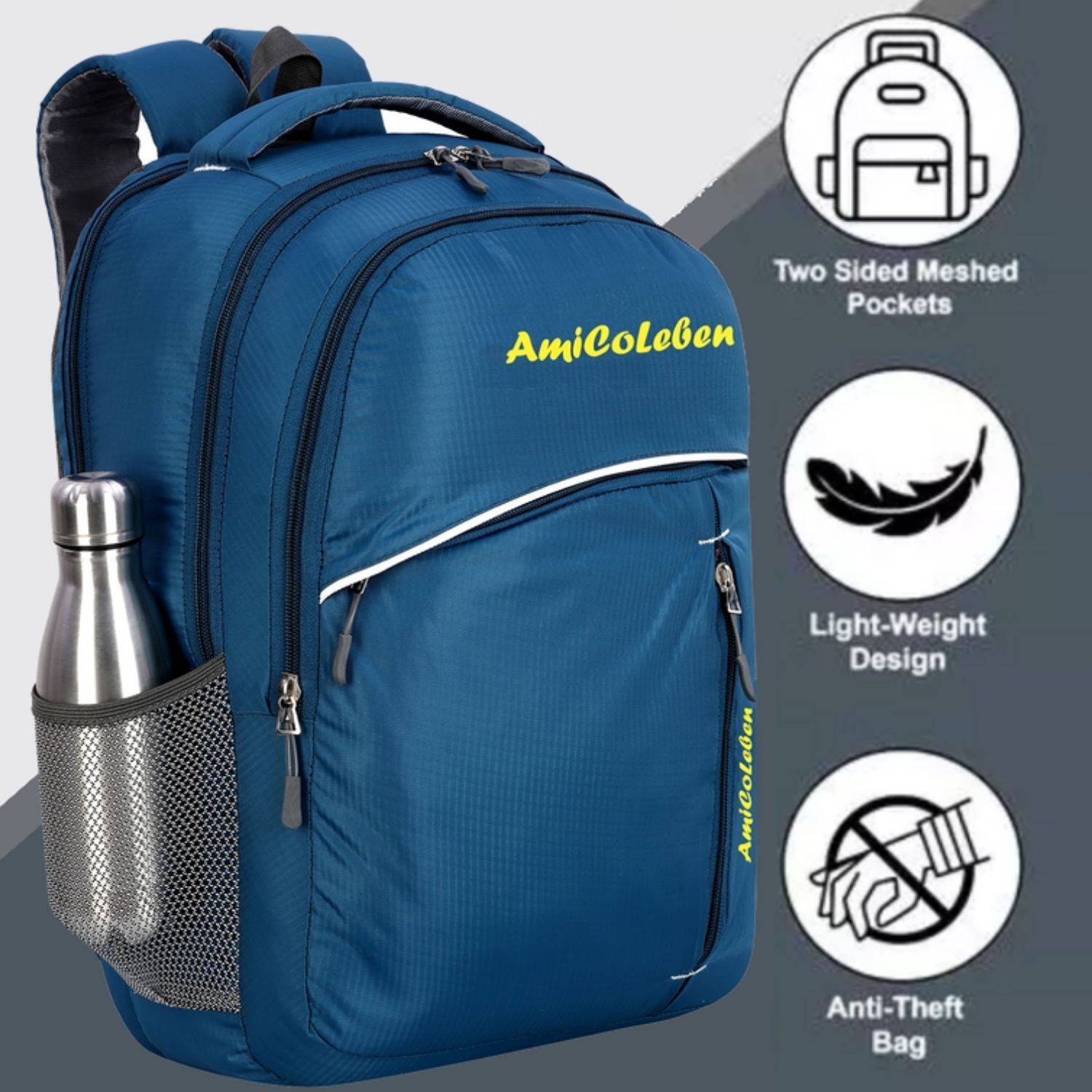 Amicoleben Stay Organized Waterproof Bags - Perfect for School, College, and Office! 32 L Laptop Backpack
