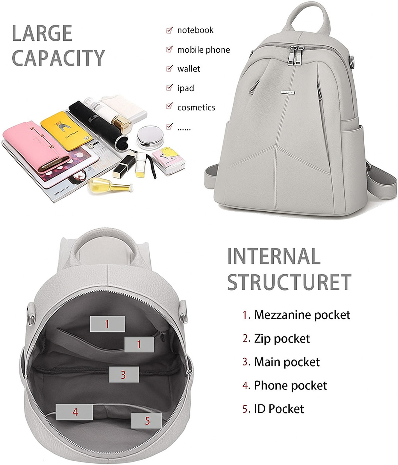 Image of JAISOM Small 18 L Laptop Backpack Purse Travel Vintage PU Leather Bag For Women 20 L Backpack