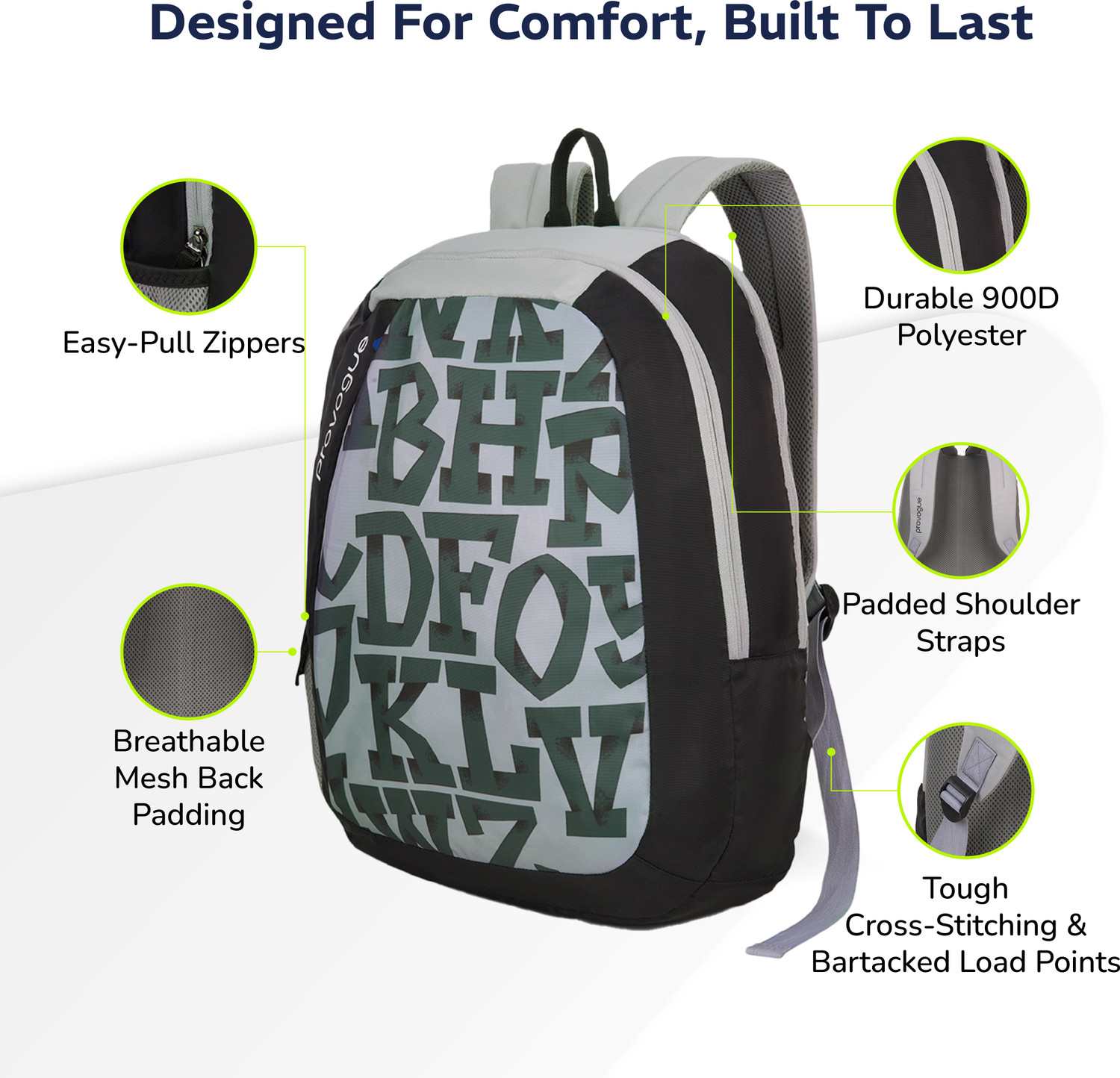 Image of PROVOGUE Alpha laptop bag with large compartments, bottle holder, Black, 25 Ltr 25 L Laptop Backpack
