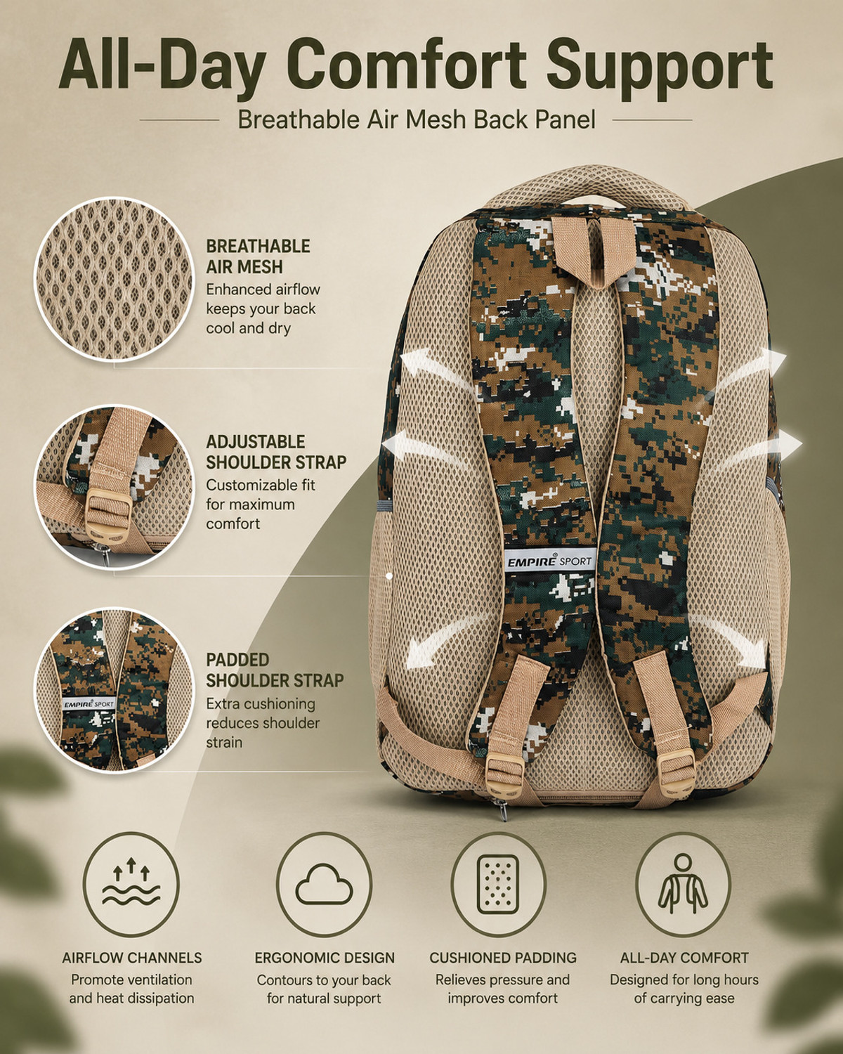 Image of EMPIRE Casual Polyester Laptop Travel Office College School Unisex Backpack 35 L Laptop Backpack