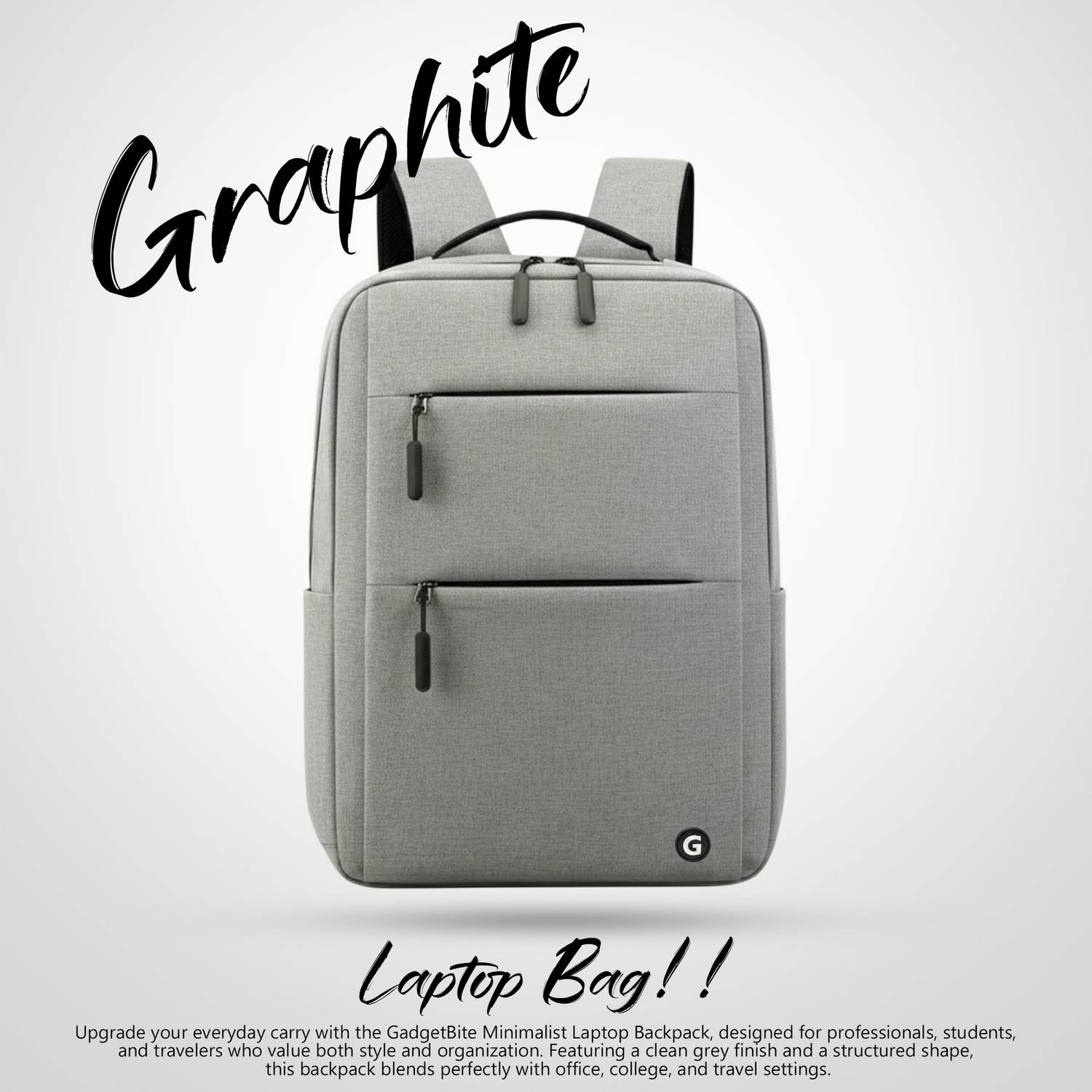GadgetBite Graphite 20L PU Leather Laptop Backpack 15.6inch - Image 2