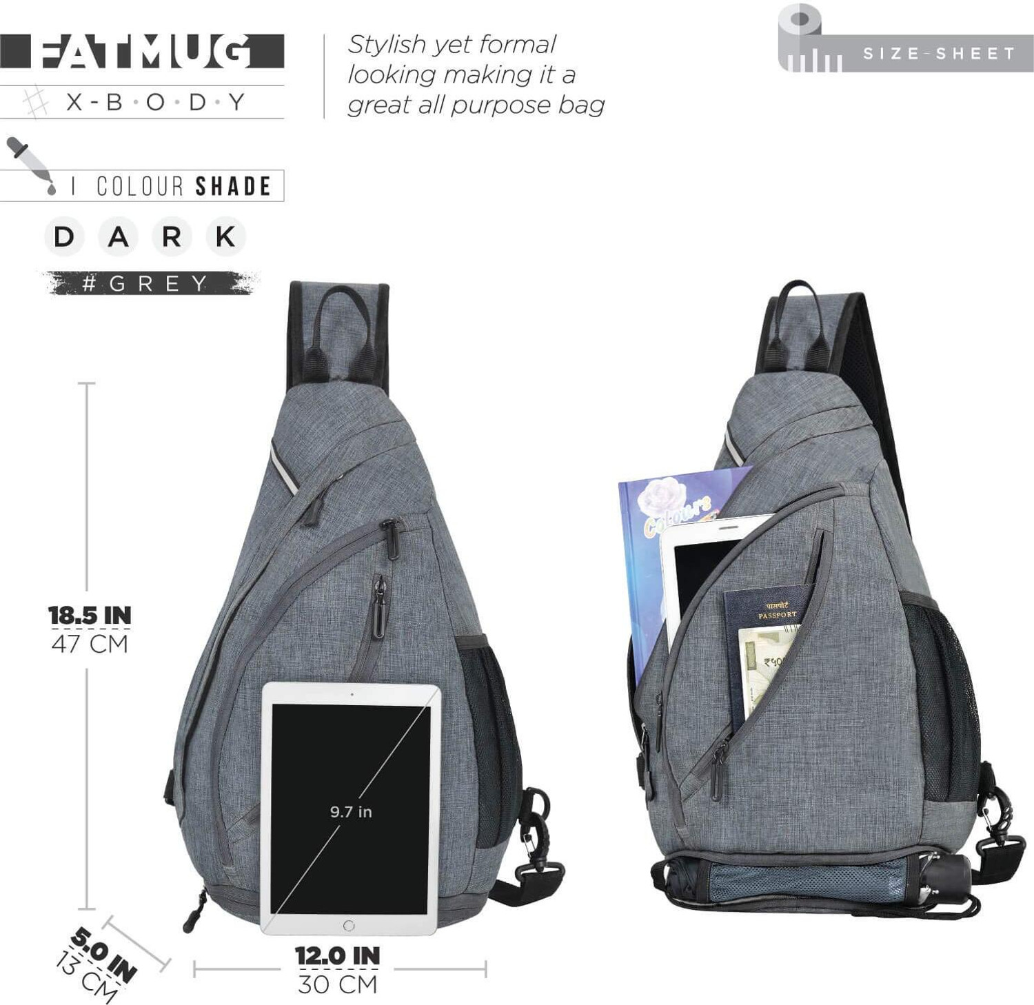 Image of FATMUG Crossbody Bagpack for Men, Women One Shoulder 20 L Backpack