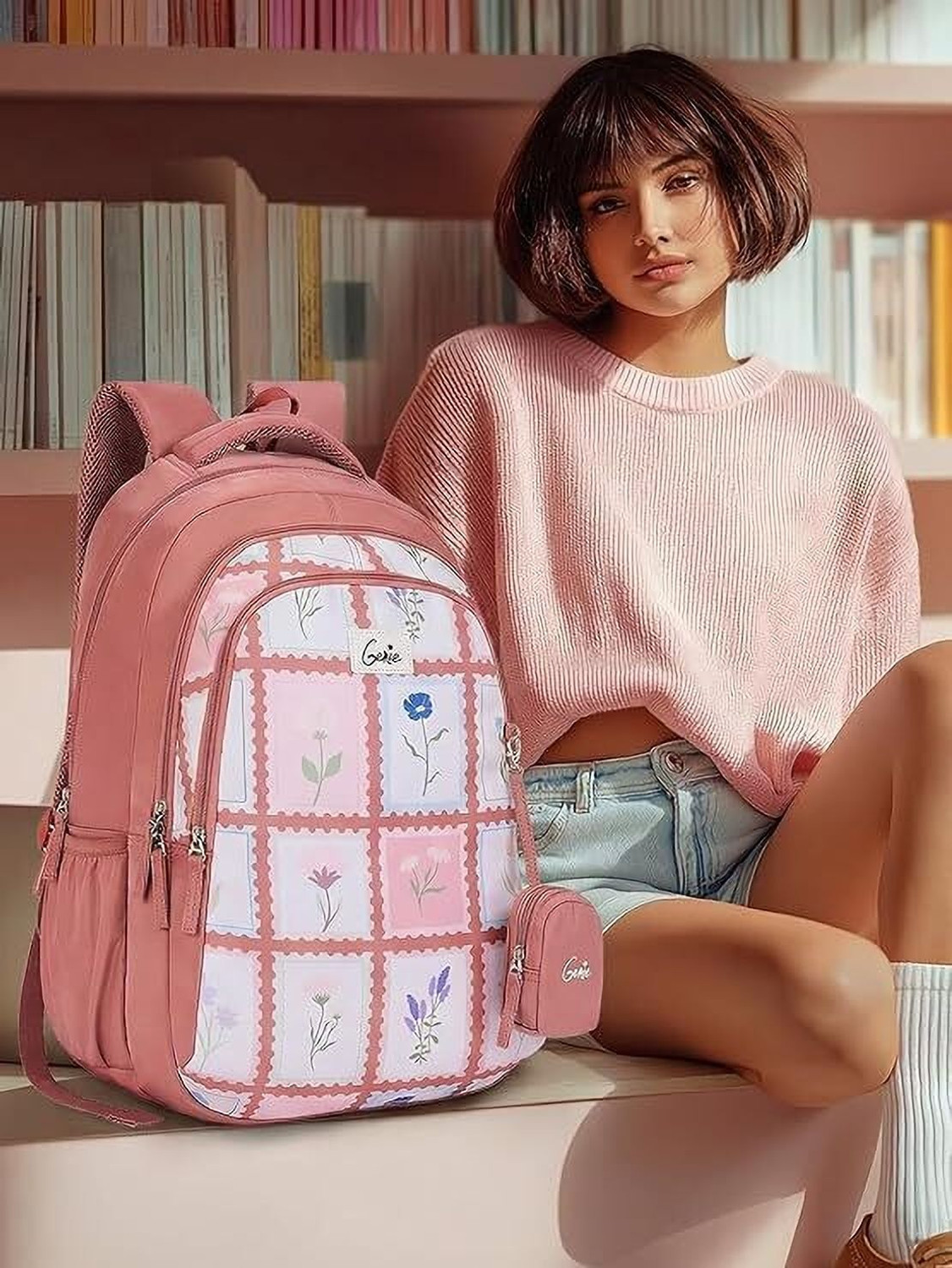 Image of Genie LIORA School Backpack For Girls |19 Inch-36 Litres Laptop Backpack - Rose 36 L Laptop Backpack