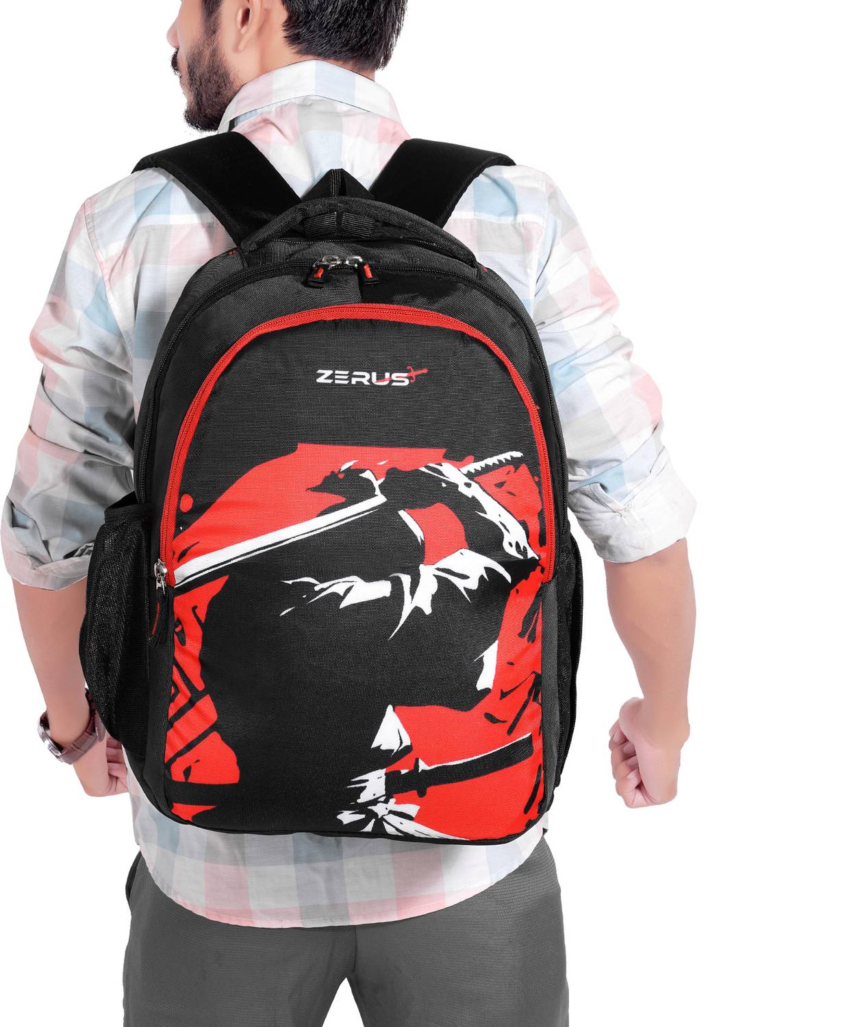 極学生 ZERUS Ninja Samurai Print Backpack for School College Office