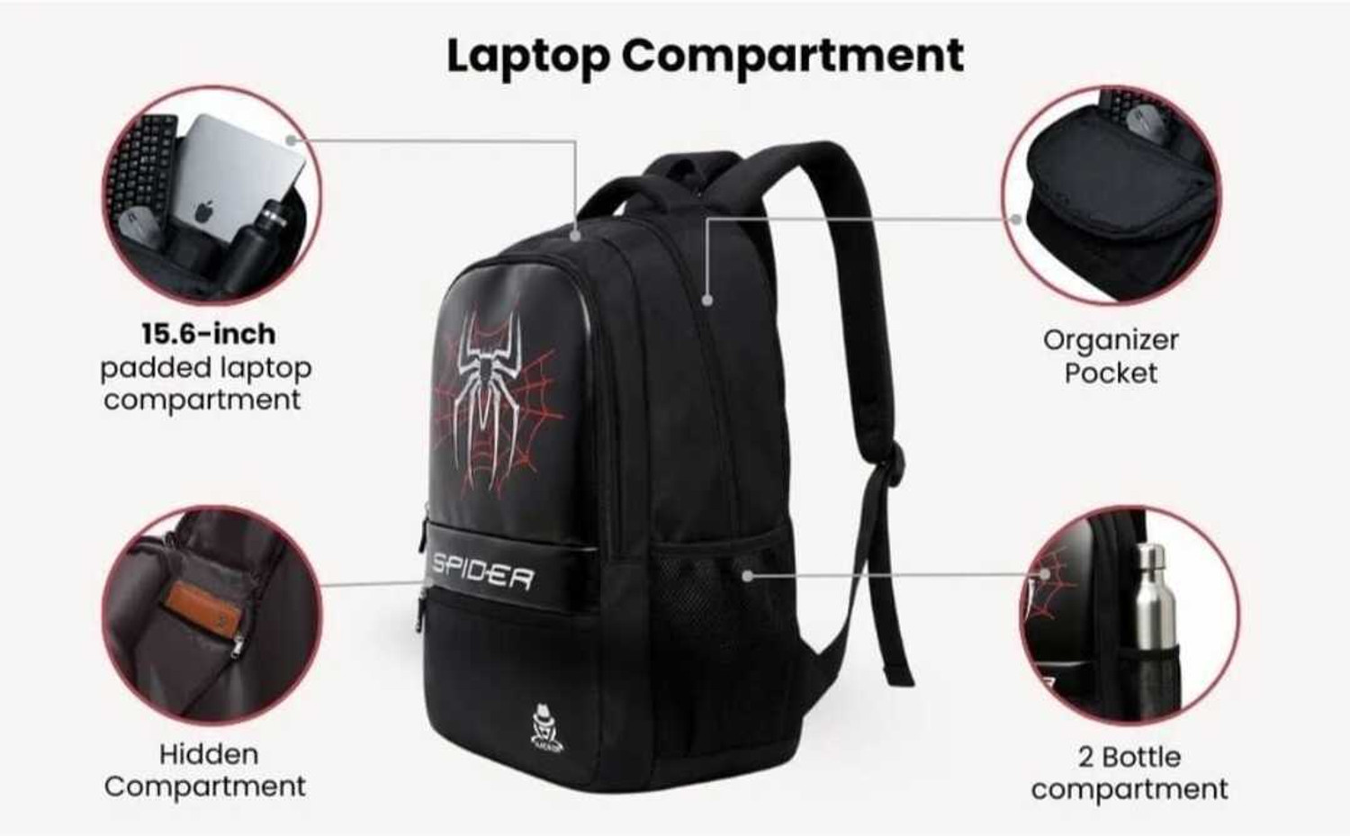 Image of AR SRAR GOLD Spider Print Backpack for Men Boys Stylish Laptop Bag College Travel 45 L Laptop Backpack