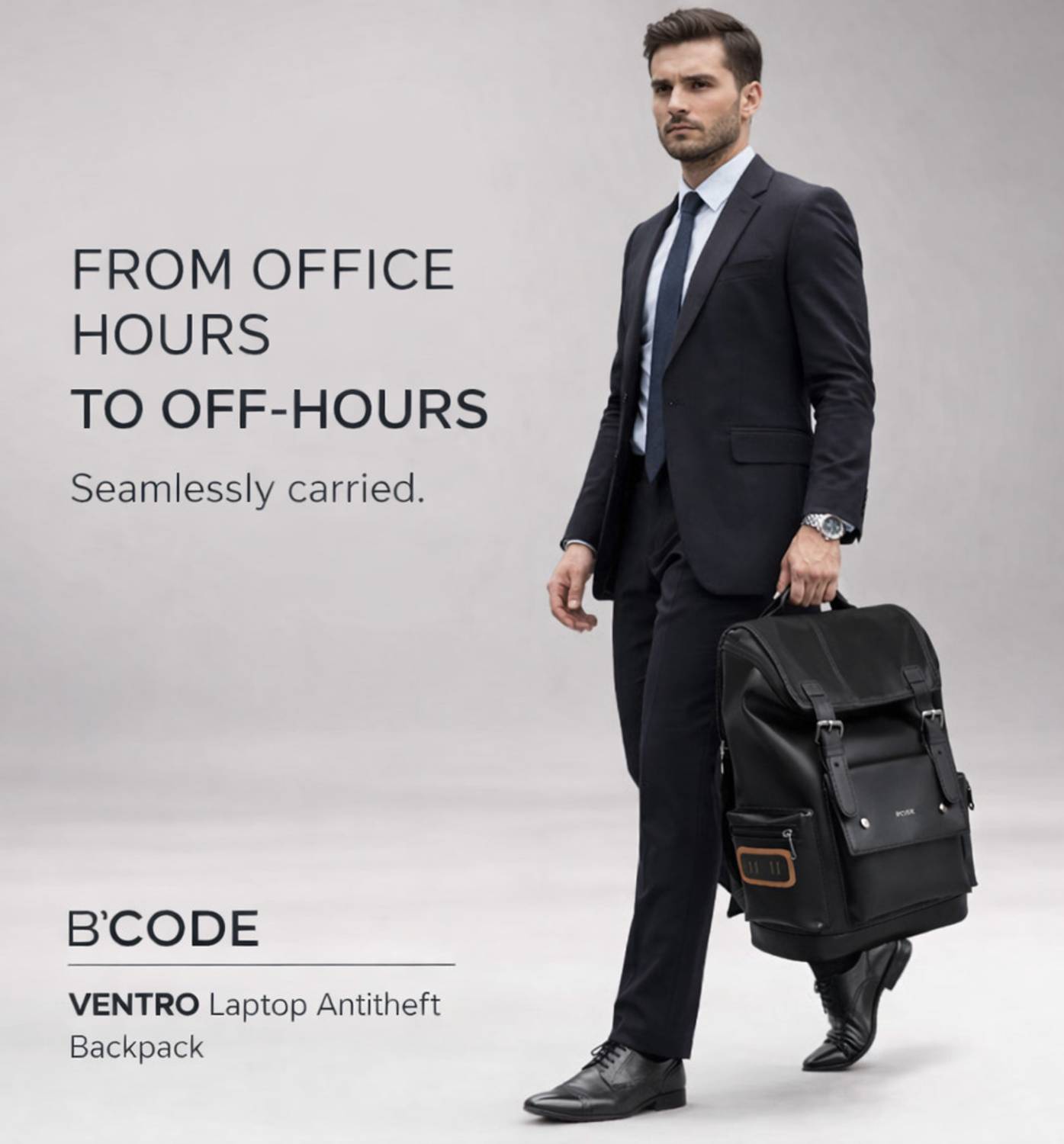 Bcode Ventro 30L Vegan Leather Anti-Theft Laptop Backpack - Image 5