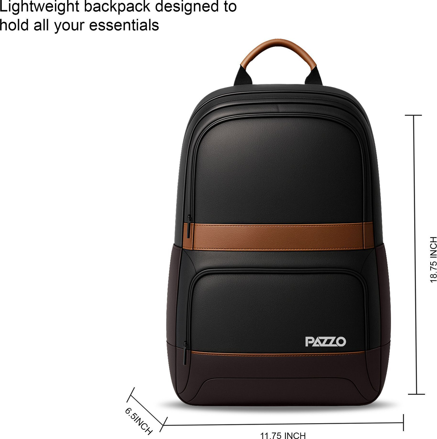 Image of PAZZO Classic Anti Theft Faux Leather Office /Travel /College with 15.6 inch Sleeve for Men 30 L Laptop Backpack