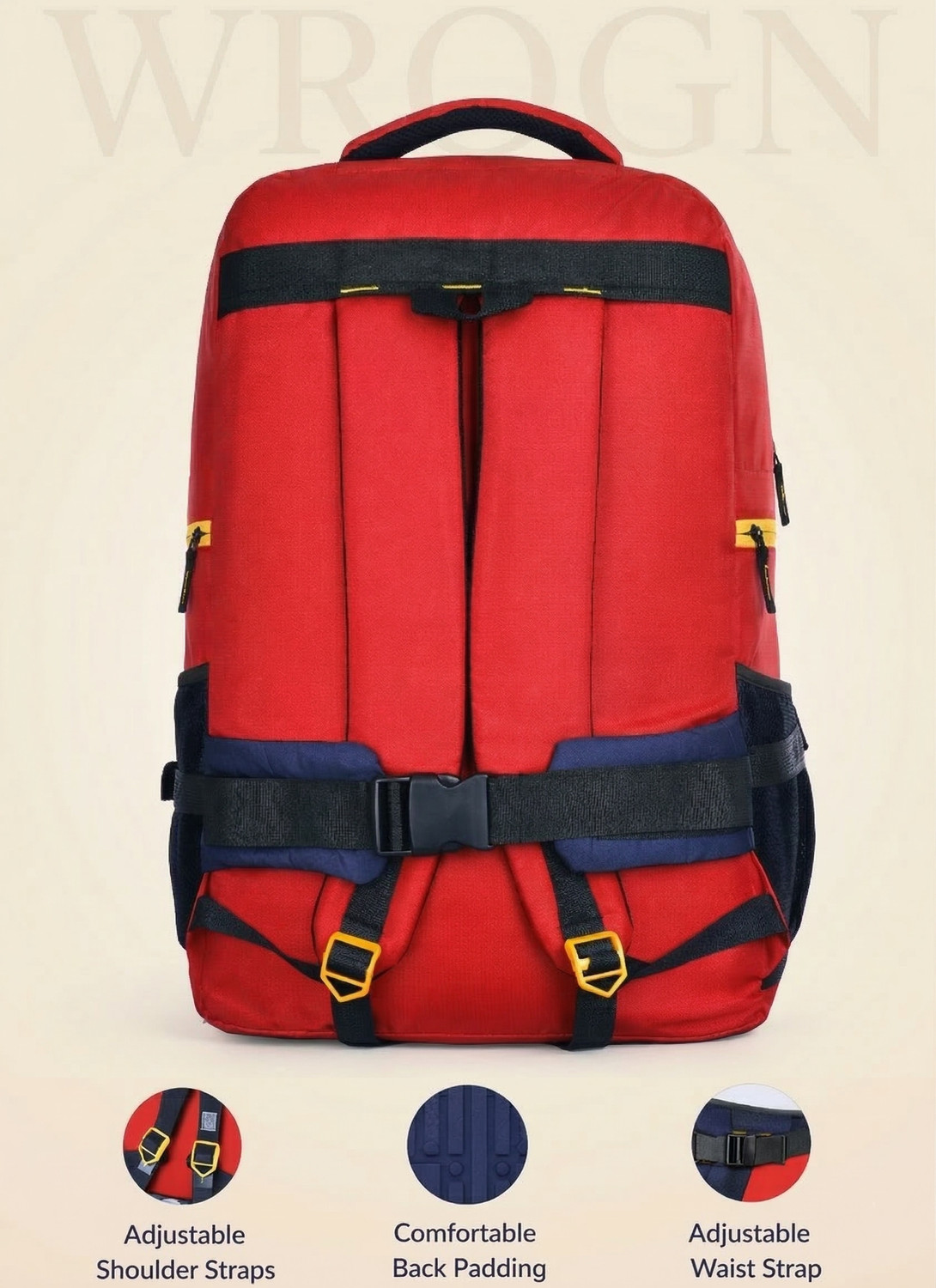 Image of WROGN Large Travel Trekking Bag Adjustable Straps for Travel Hiking & Outdoor 55 L Backpack