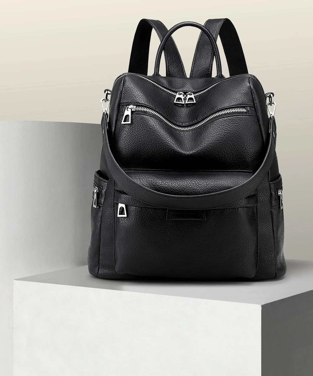 Image of speginic Laptop Backpack Purse for Women Convertible Travel Vintage PU Leather Bagpack 25 L Backpack