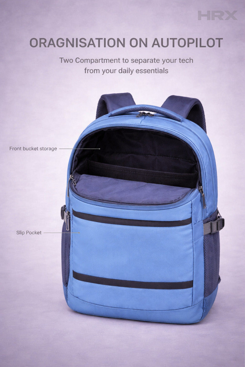 Image of HRX by Hrithik Roshan SCOUTY BAGPACK FOR ALL DAY USES (GREEN) 40 L Laptop Backpack