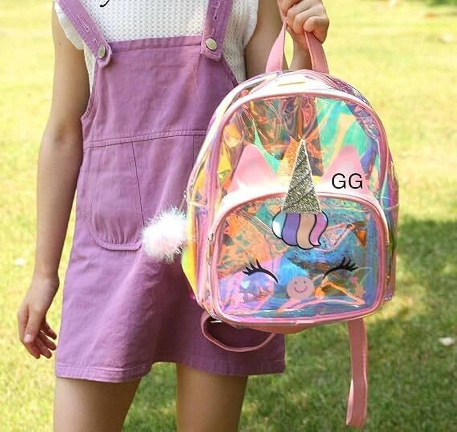 glitter unicorn hologram mini backpack Qiuhome Leather Backpack for Girls(Light Pink) Big Day Mini backpack - Unicorn Hologram
