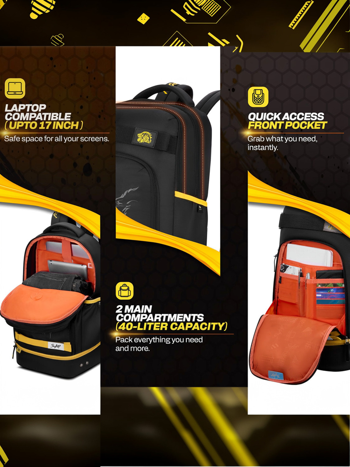 Image of SKYBAGS Namma 16.5 Inch Laptop Compatible with Tablet Sleeve, Shoe Pocket & Rain Cover 40 L Laptop Backpack