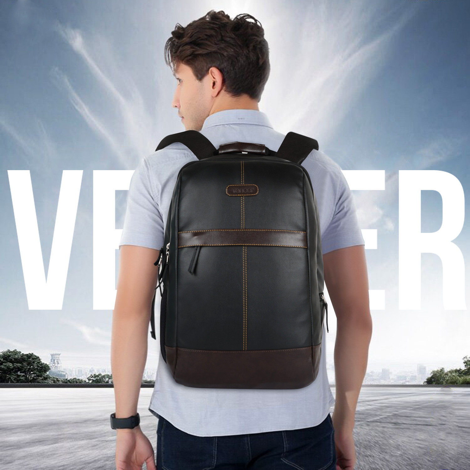 Image of Veneer Casual Professional Laptop Backpack with 15.6 inch Padded Compartment & Sleek Design 35 L Trolley Laptop Backpack