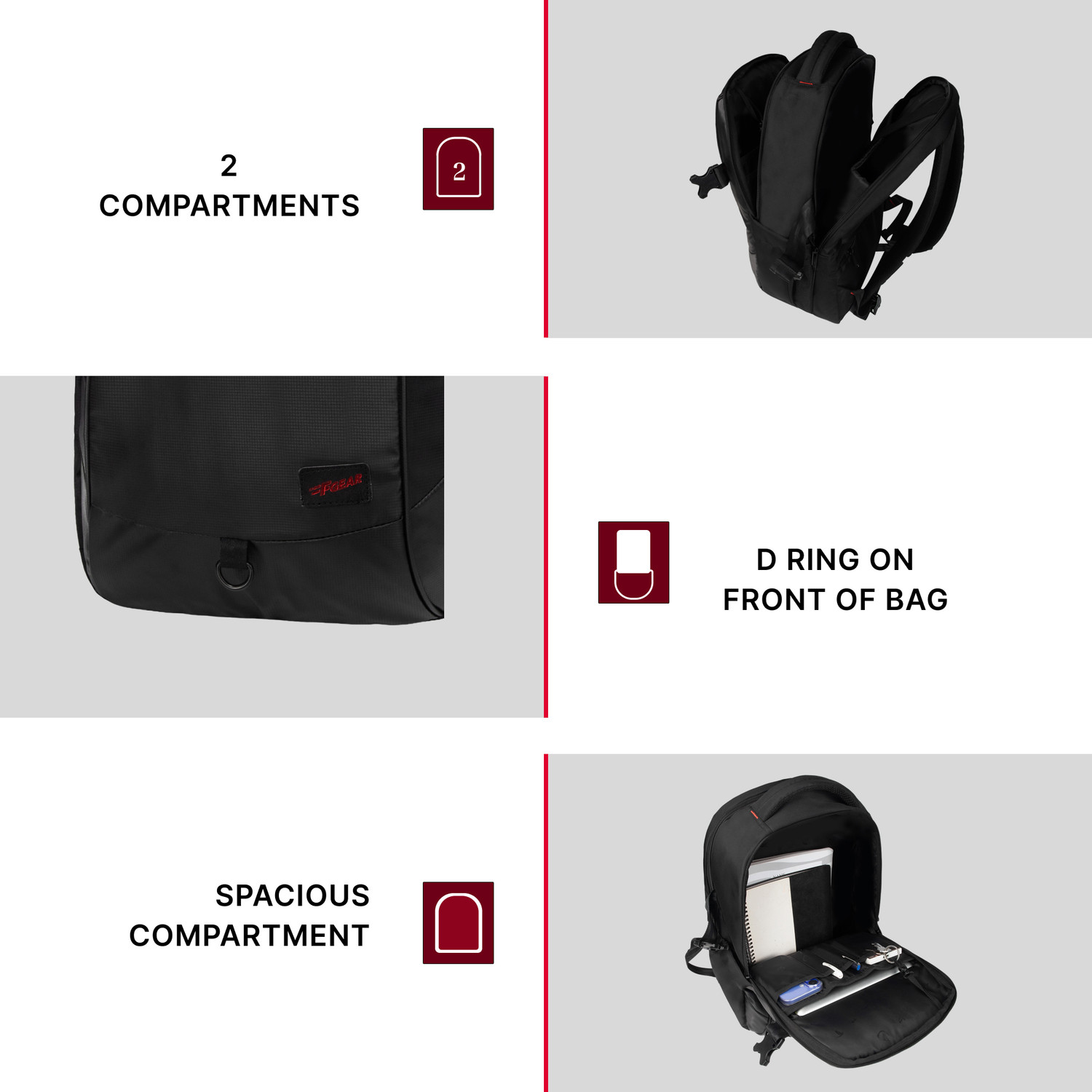 Image of F Gear Mason Black with Tablet Sleeve, Compression Straps & Key Holder 34 L Laptop Backpack